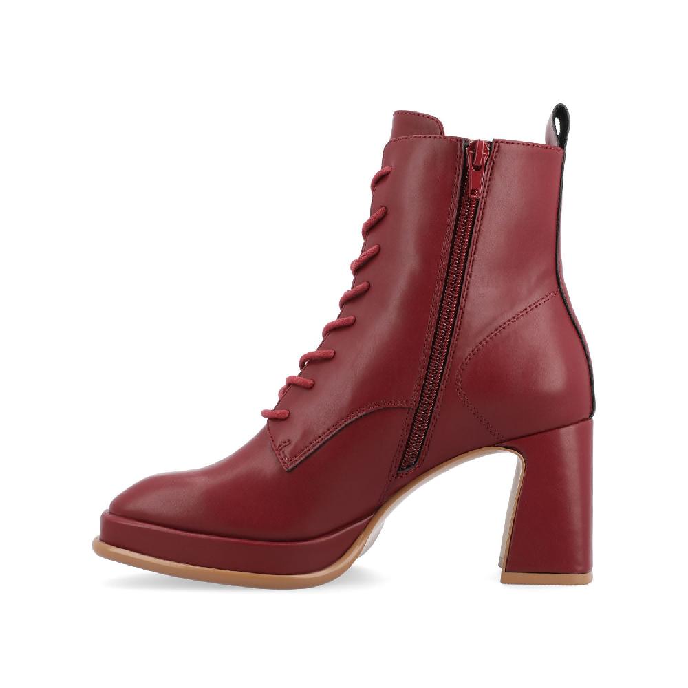 Journee Collection KALINDI LACE-UP BOOTIES IN FAUX LEATHER Off White PU