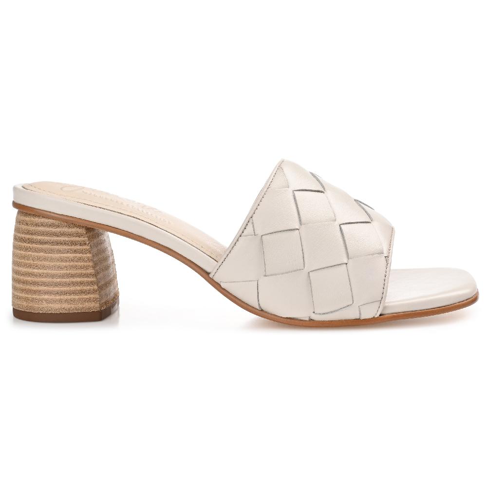 journee collection KELLEE BLOCK HEELED MULES IN LEATHER Brown