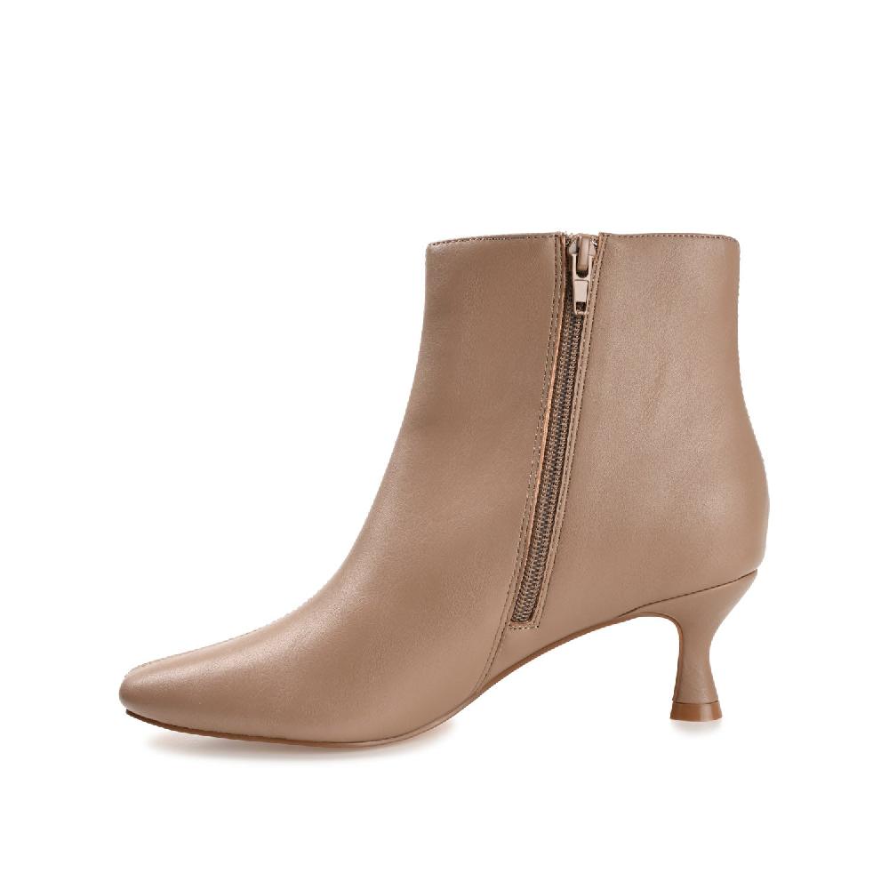 Journee Collection KELSSA POINTED TOE BOOTIES IN FAUX LEATHER Taupe