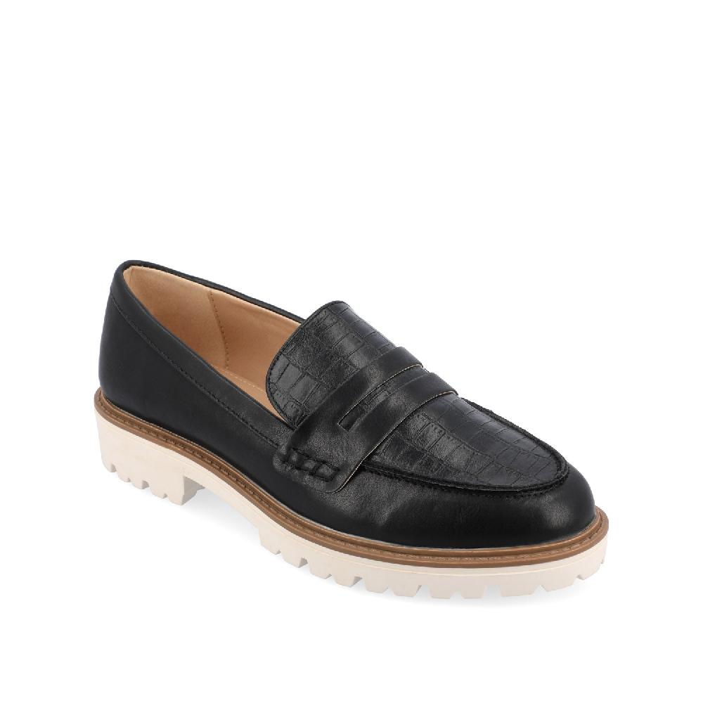 Journee Collection KENLY LOAFER FLATS IN FAUX LEATHER White PU