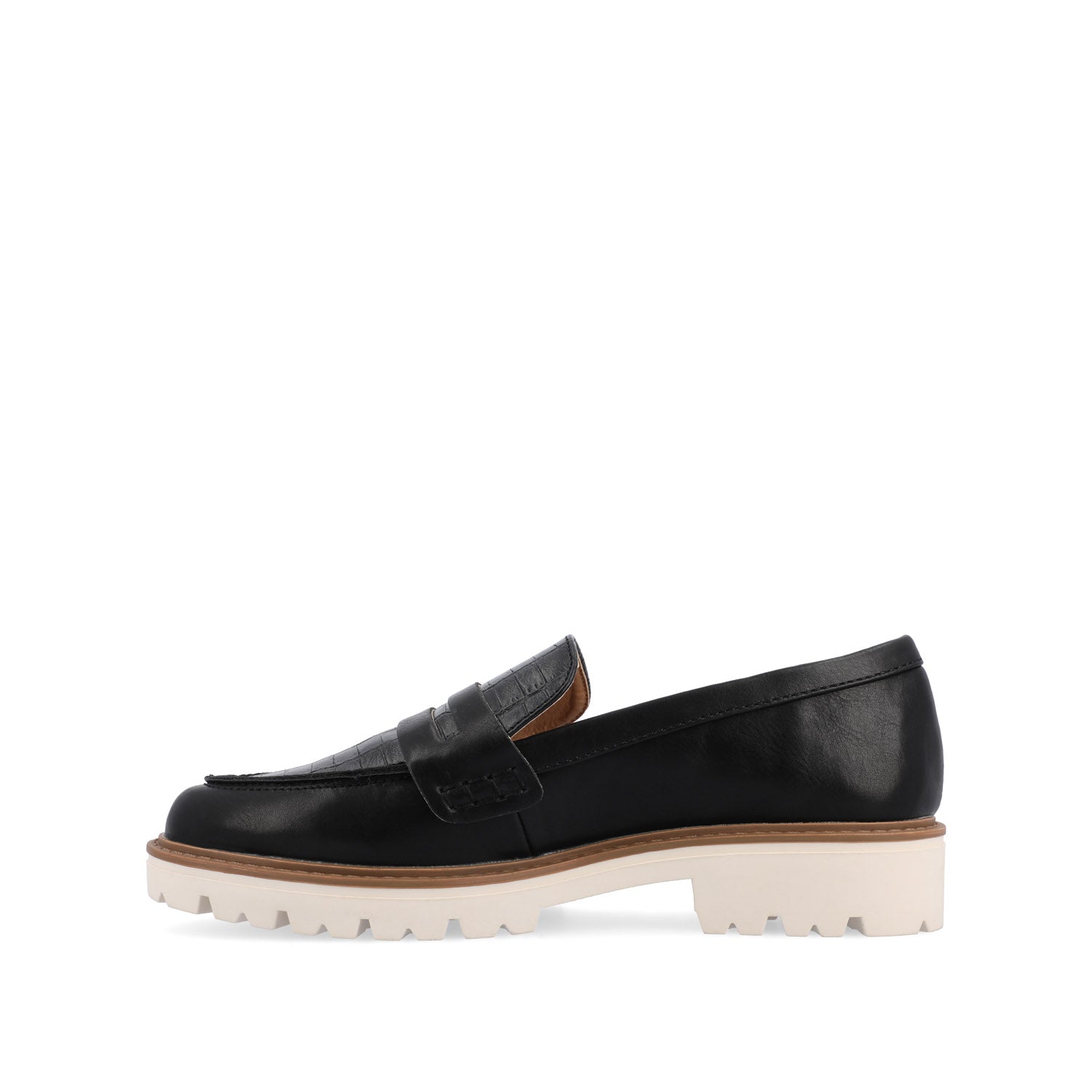 Journee Collection KENLY LOAFER FLATS IN FAUX LEATHER White PU
