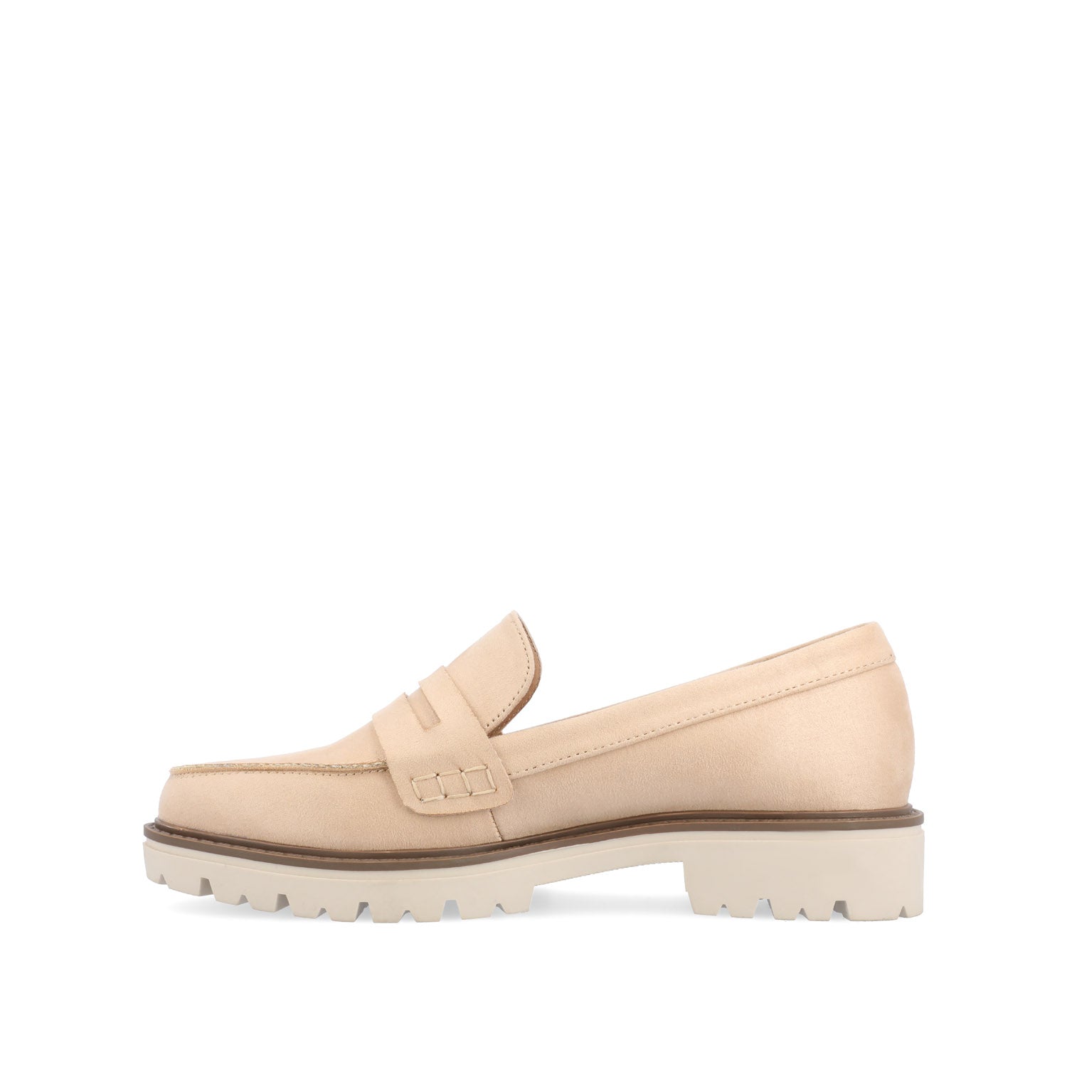 Journee Collection KENLY LOAFER FLATS IN FAUX SUEDE Stone Faux Suede