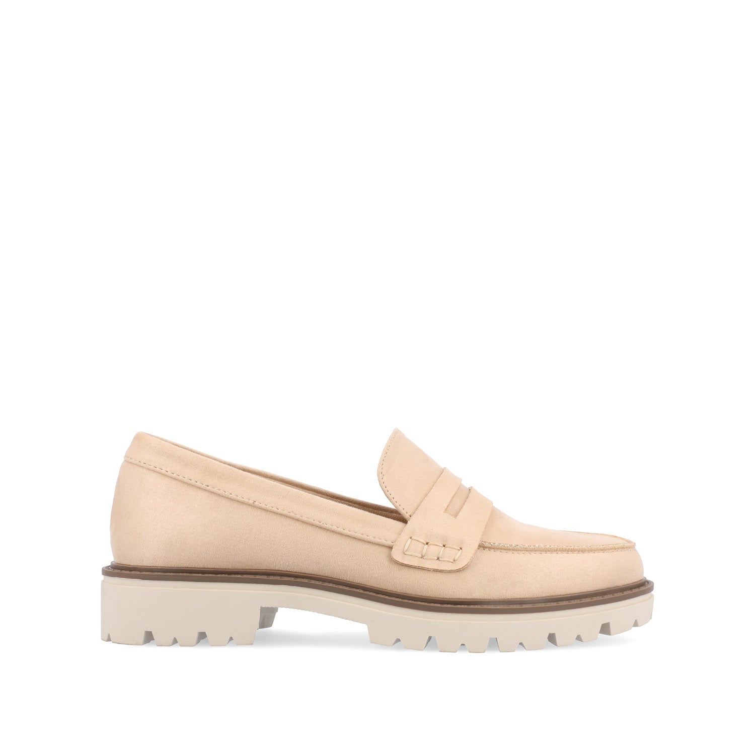 journee collection KENLY LOAFER FLATS IN FAUX SUEDE Stone Faux Suede
