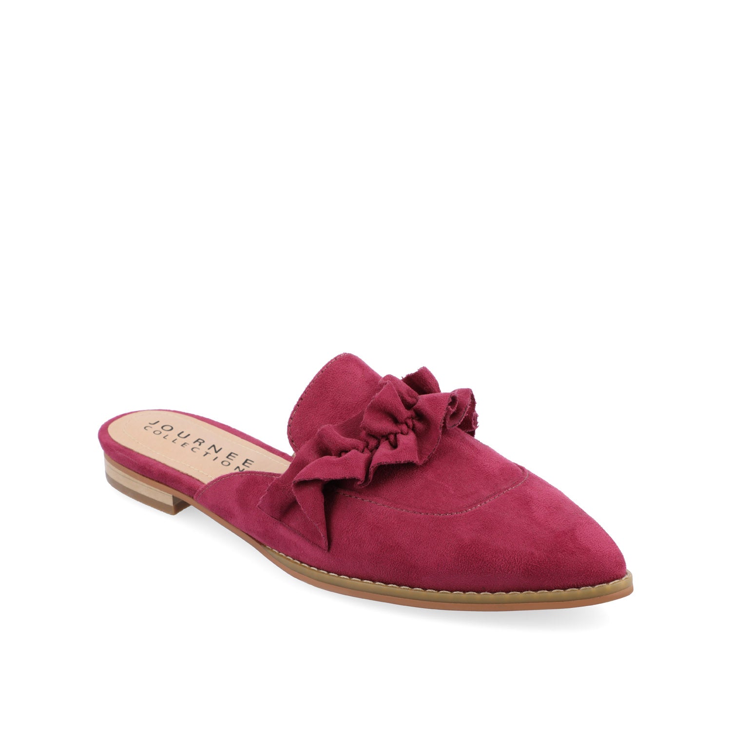 Journee Collection KESSIE RUFFLED MULE FLATS IN FAUX SUEDE Purple
