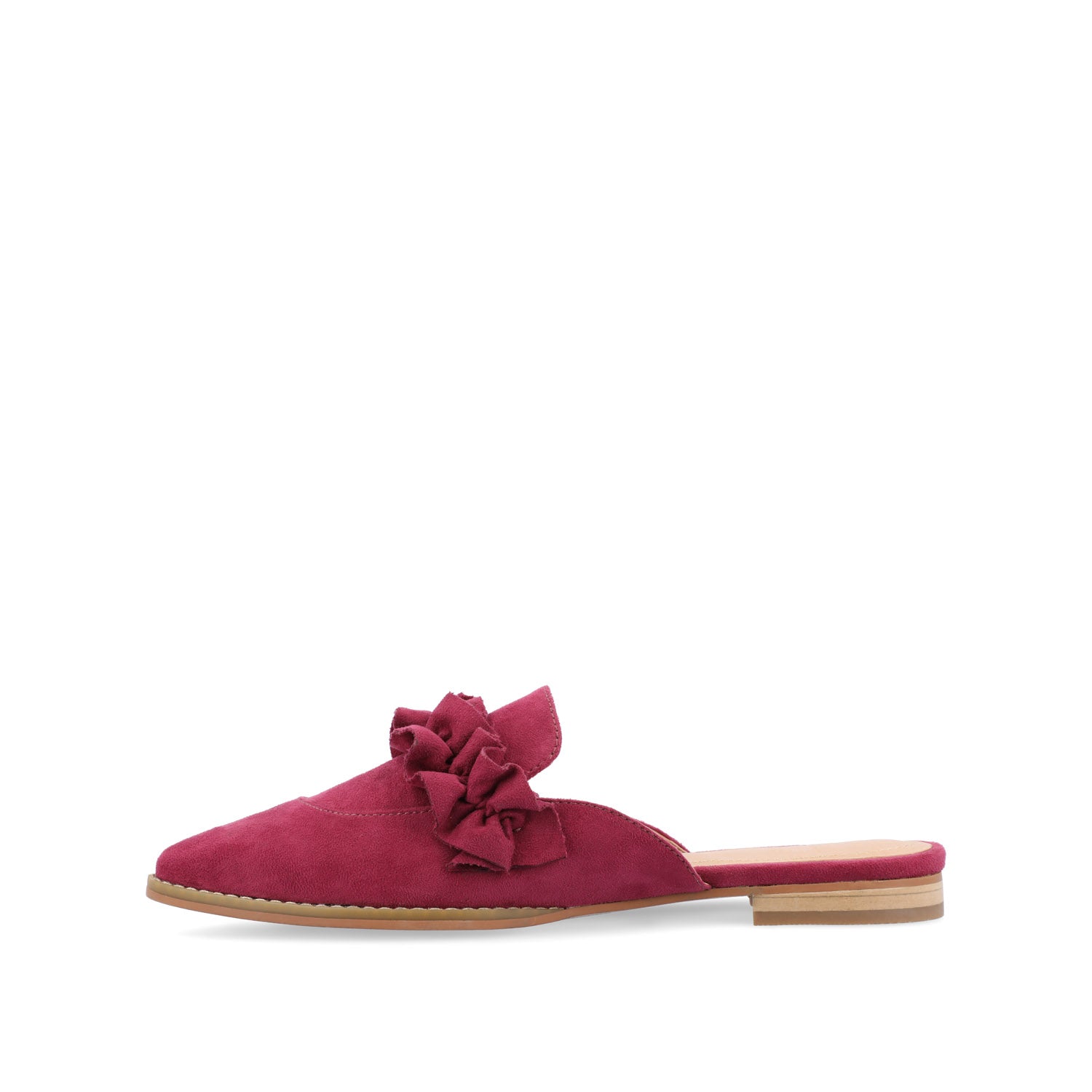 Journee Collection KESSIE RUFFLED MULE FLATS IN FAUX SUEDE Purple