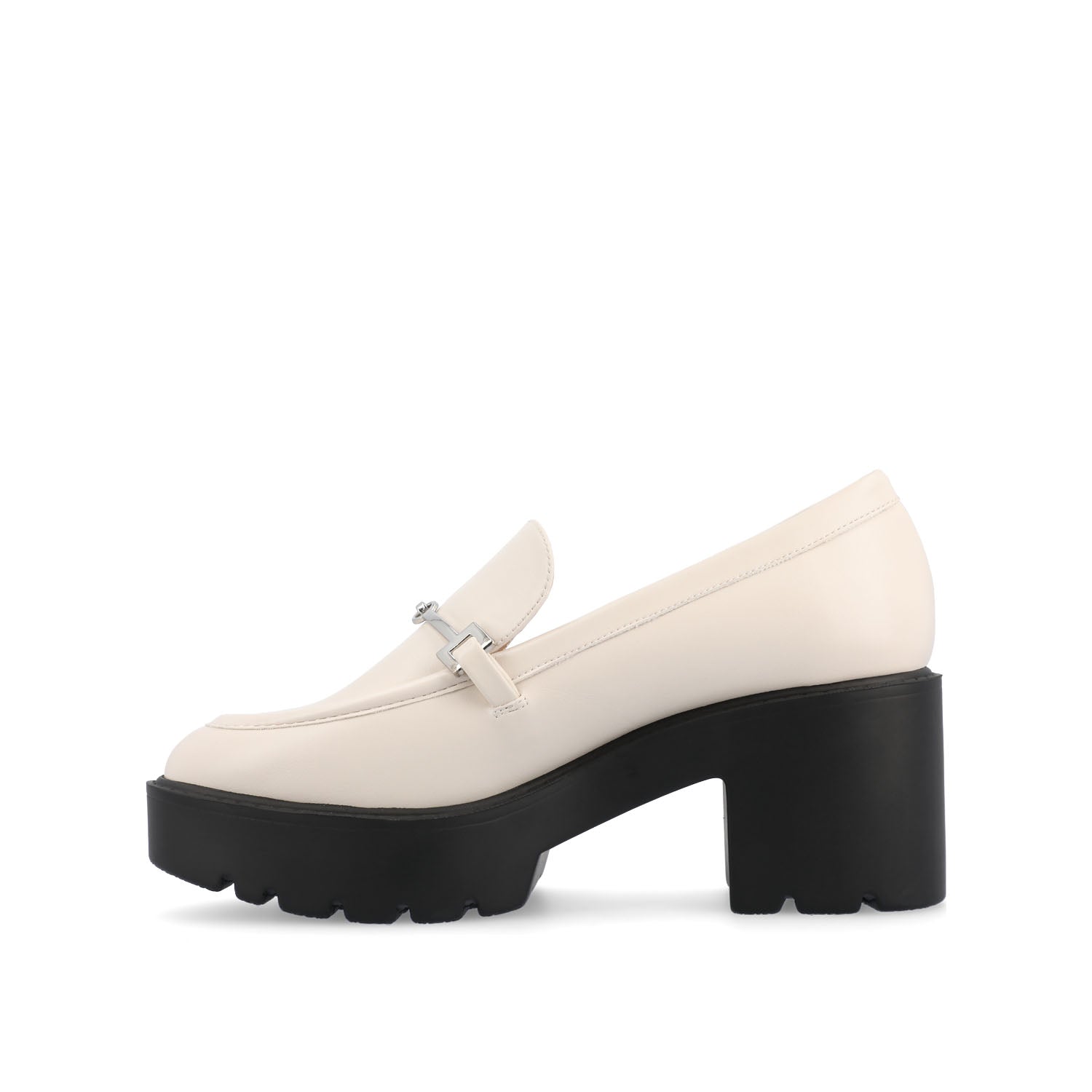 Journee Collection KEZZIAH BLOCK HEEL LOAFERS IN WIDE Off White