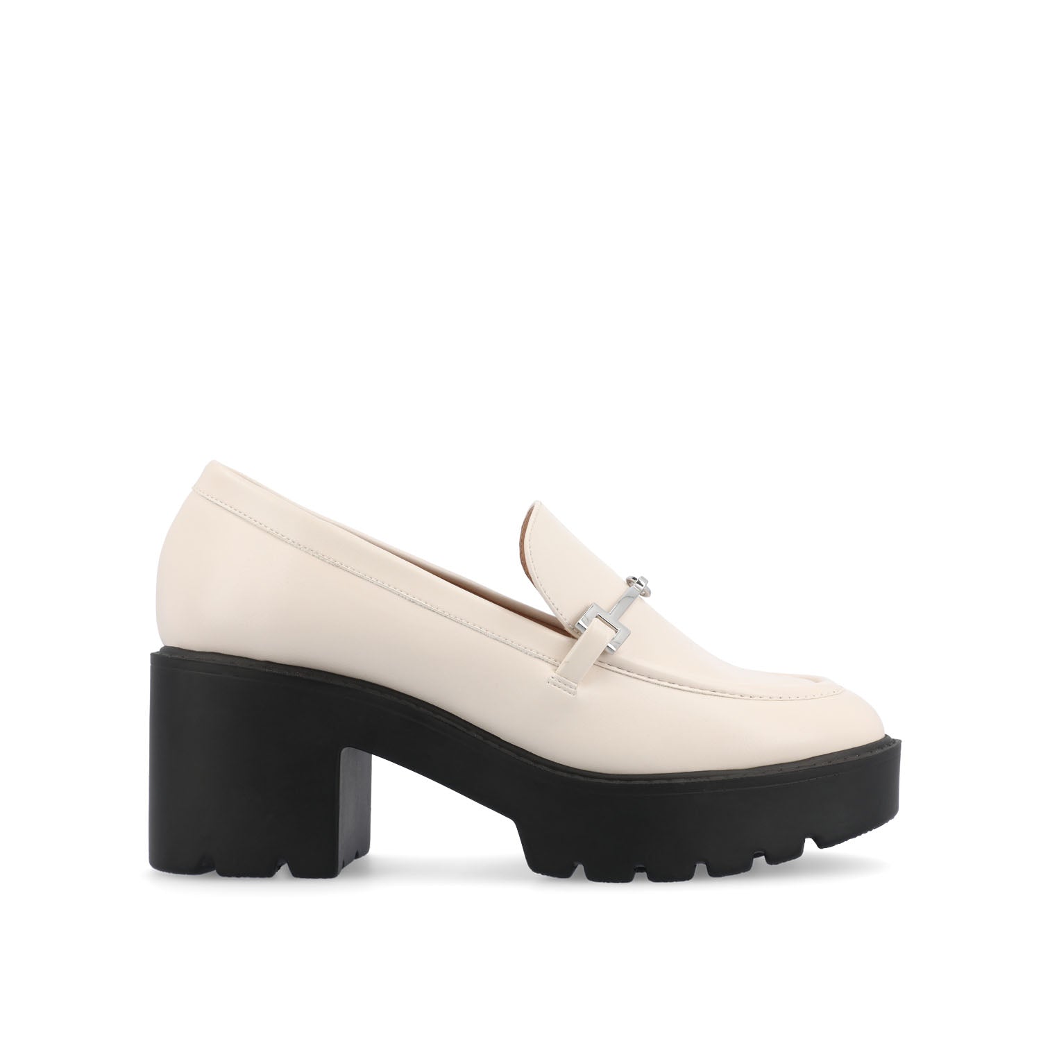 journee collection KEZZIAH BLOCK HEEL LOAFERS IN WIDE Off White