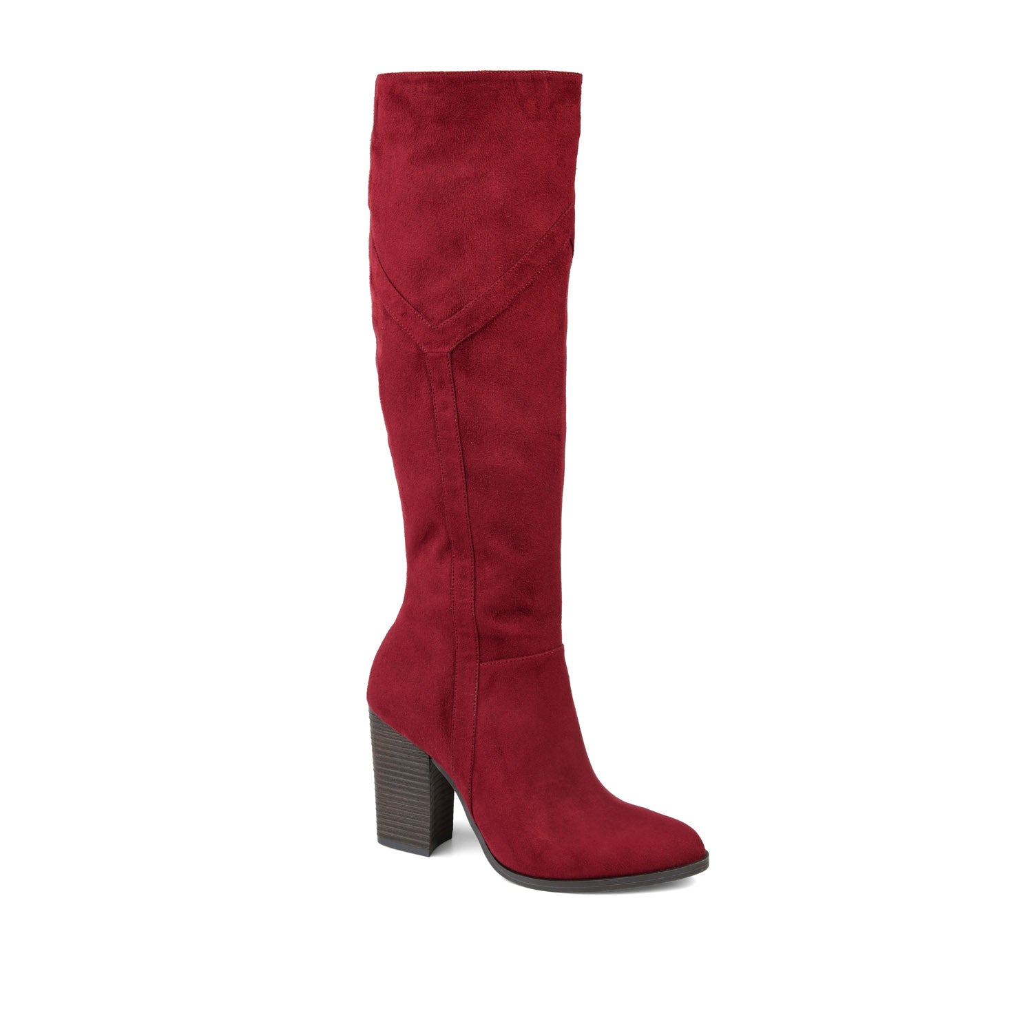 Journee Collection KYLLIE KNEE HIGH BOOTS IN FAUX SUEDE Burgundy Faux Suede