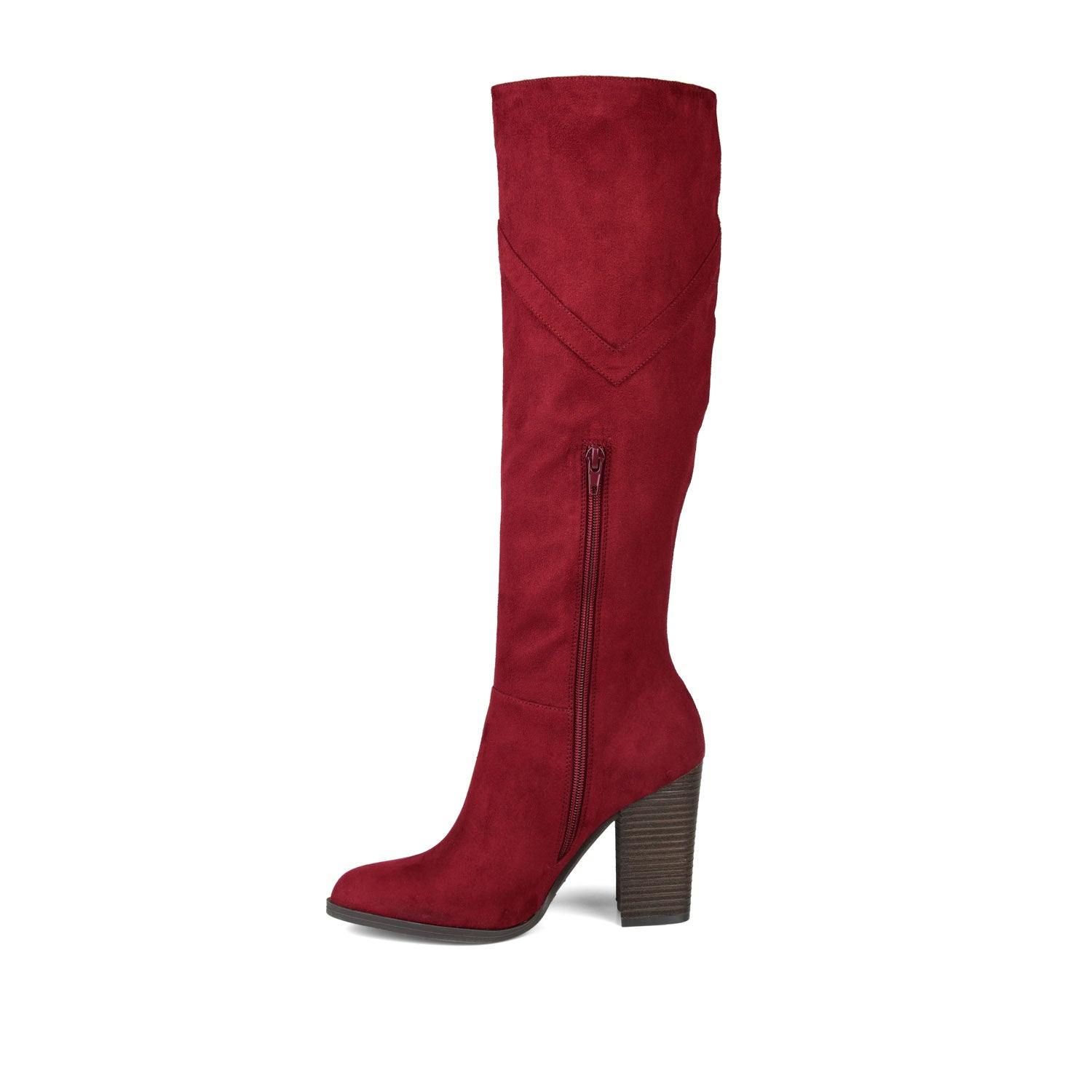 Journee Collection KYLLIE KNEE HIGH BOOTS IN FAUX SUEDE Burgundy Faux Suede