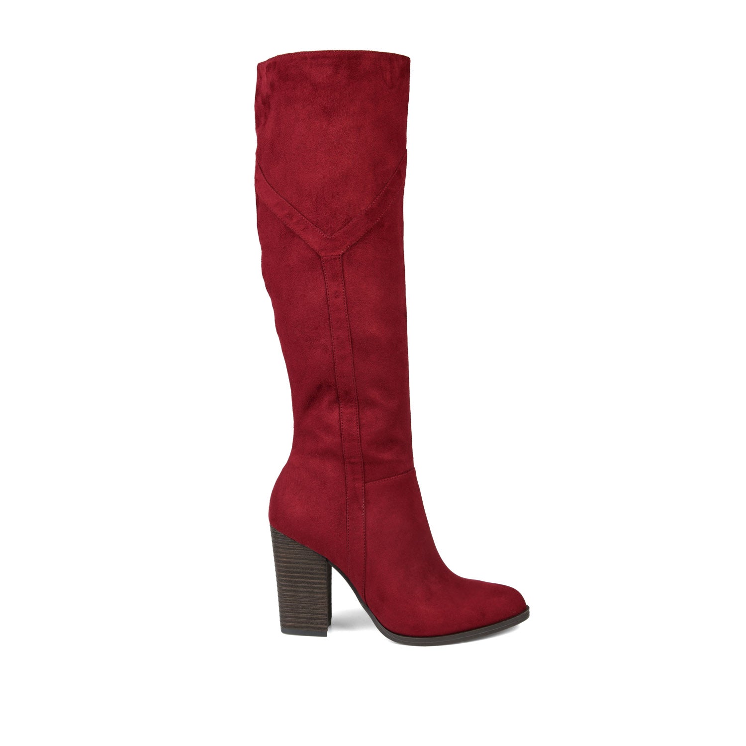 journee collection KYLLIE KNEE HIGH BOOTS IN FAUX SUEDE Burgundy Faux Suede