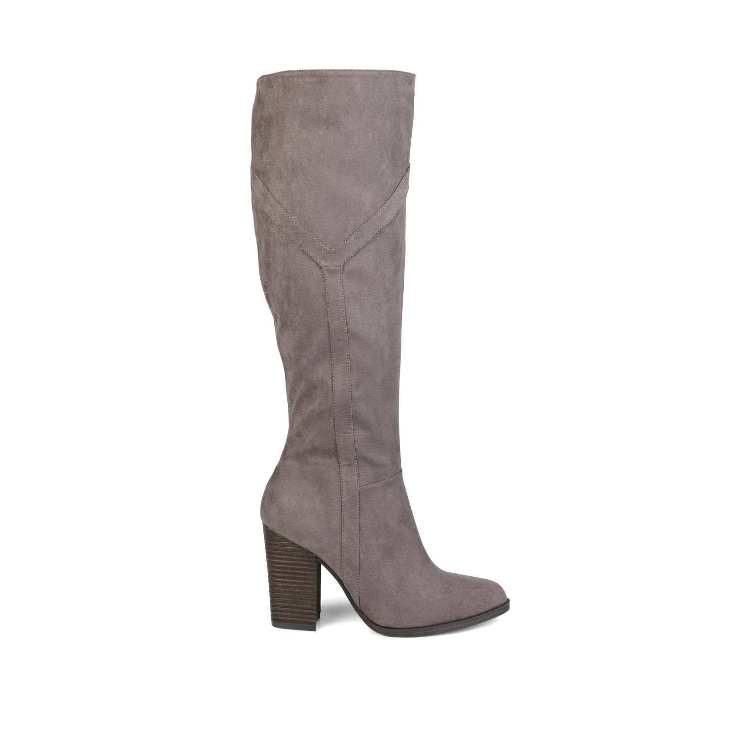 journee collection KYLLIE KNEE-HIGH BOOTS IN WIDE CALF Burgundy Faux Suede