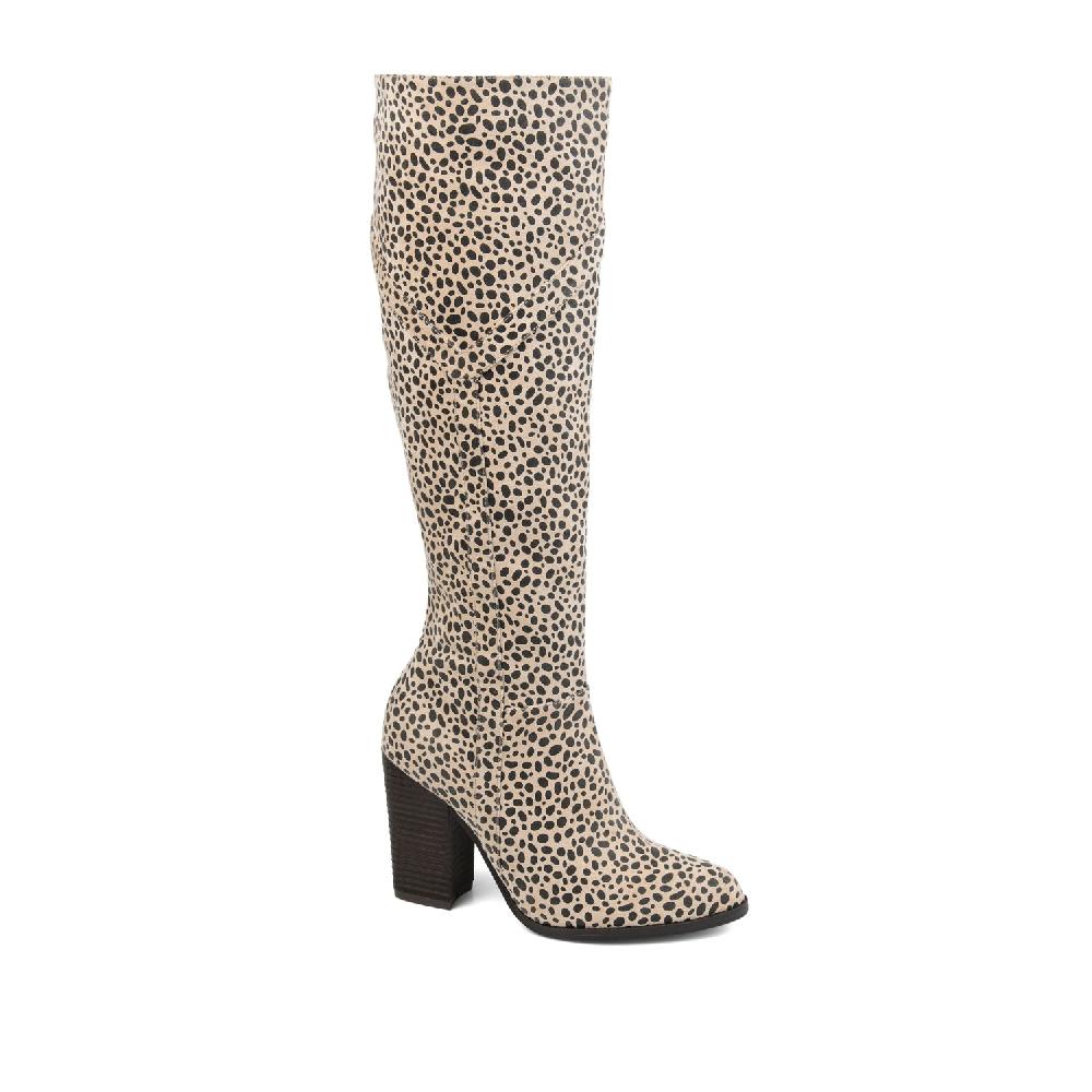 Journee Collection KYLLIE KNEE-HIGH BOOTS IN X-WIDE CALF Cheetah Faux Suede 2