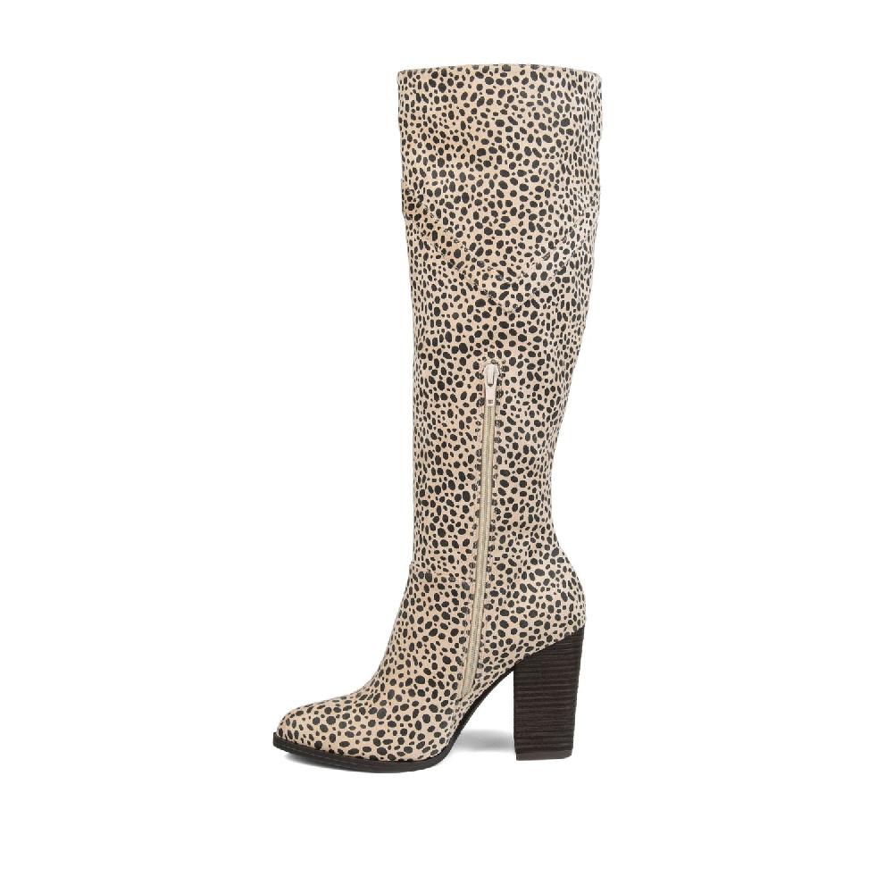 Journee Collection KYLLIE KNEE-HIGH BOOTS IN X-WIDE CALF Cheetah Faux Suede 2