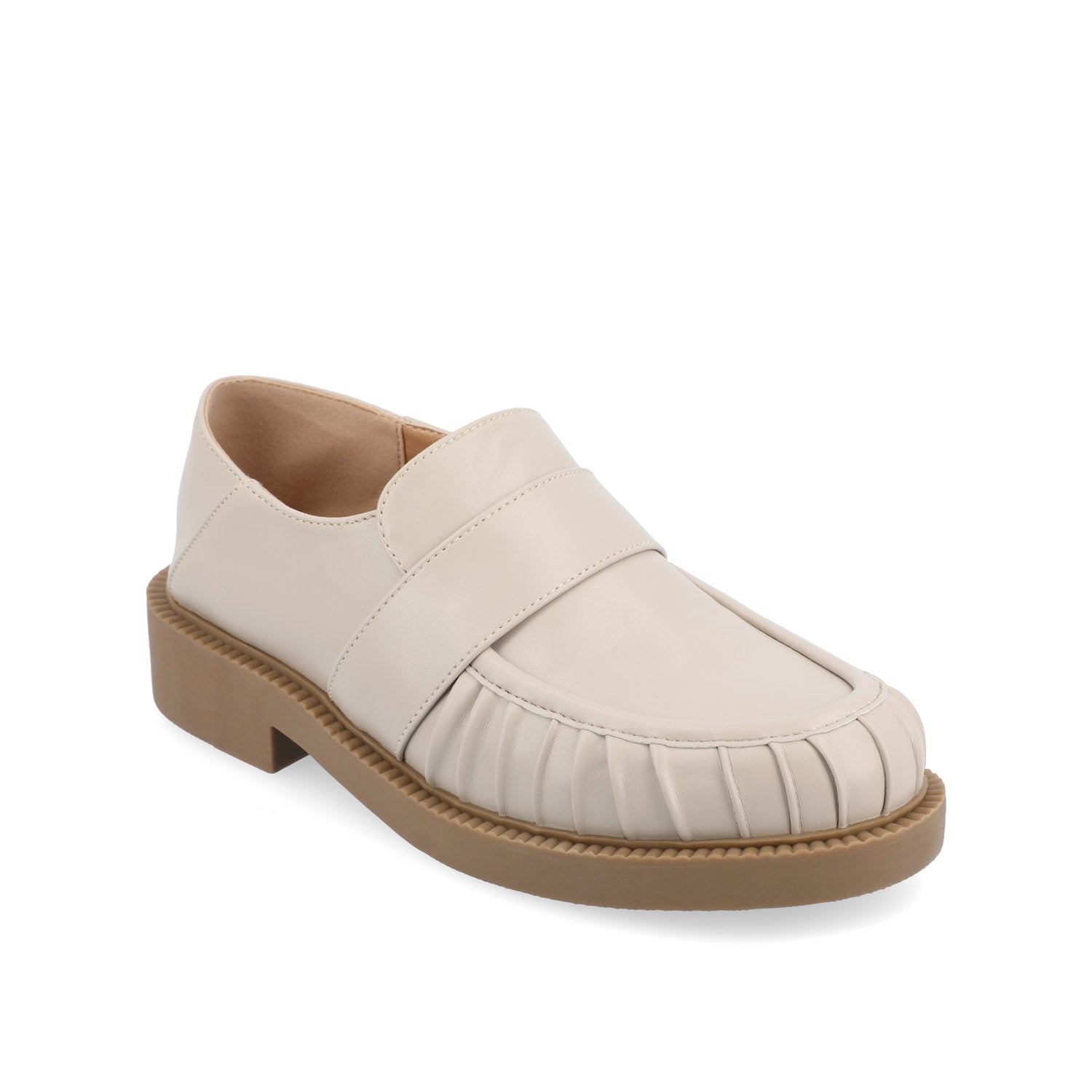 Journee Collection LAKENN RUCHED LOAFER FLAT IN FAUX LEATHER Taupe