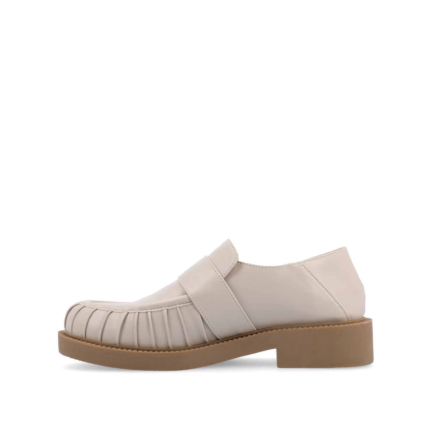 Journee Collection LAKENN RUCHED LOAFER FLAT IN FAUX LEATHER Taupe