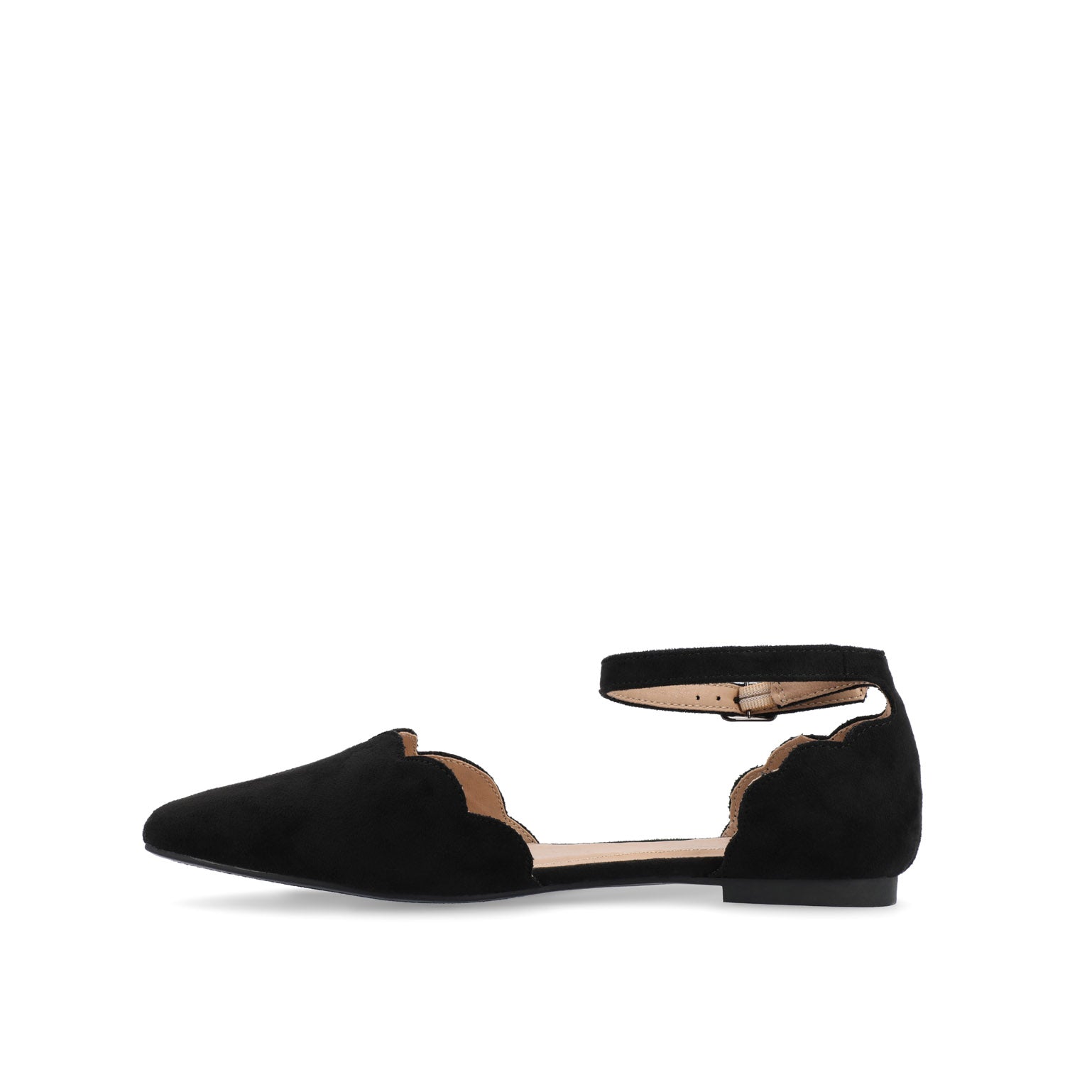 Journee Collection LANA SCALLOPED D'ORSAY FLAT IN FAUX SUEDE Black