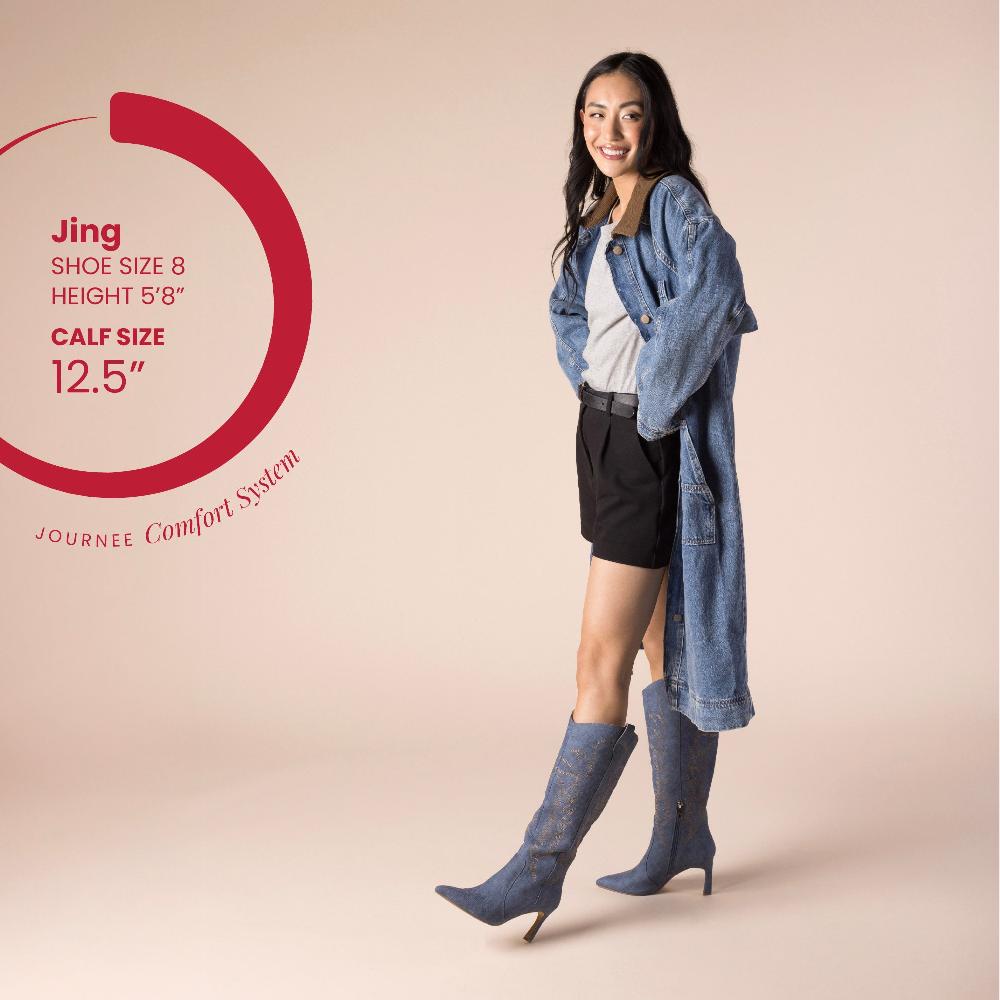 Journee Collection LARAMIE KNEE HIGH WESTERN BOOTS Charcoal