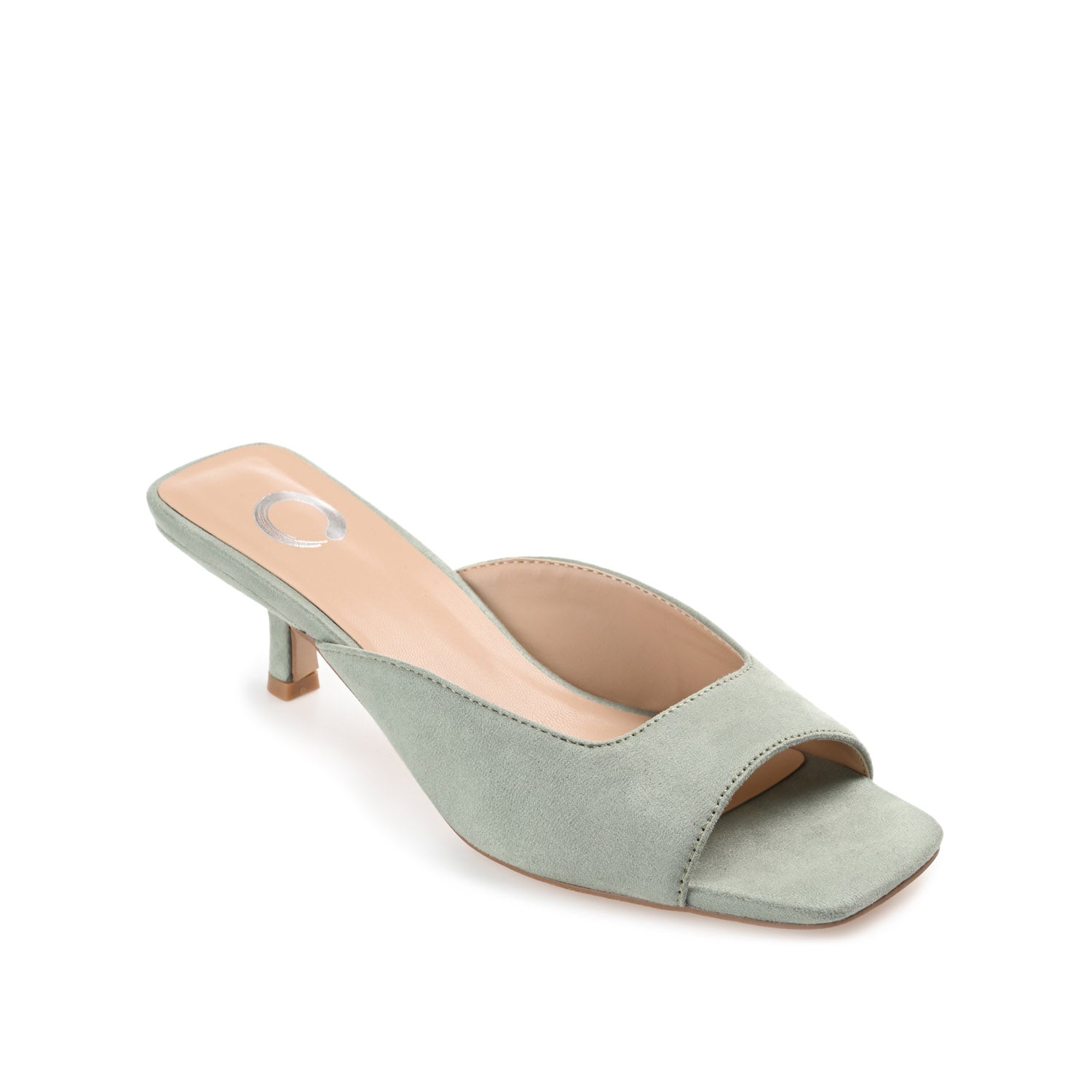 Journee Collection LARNA FAUX SUEDE PEEP TOE KITTEN HEELS IN WIDE Sage
