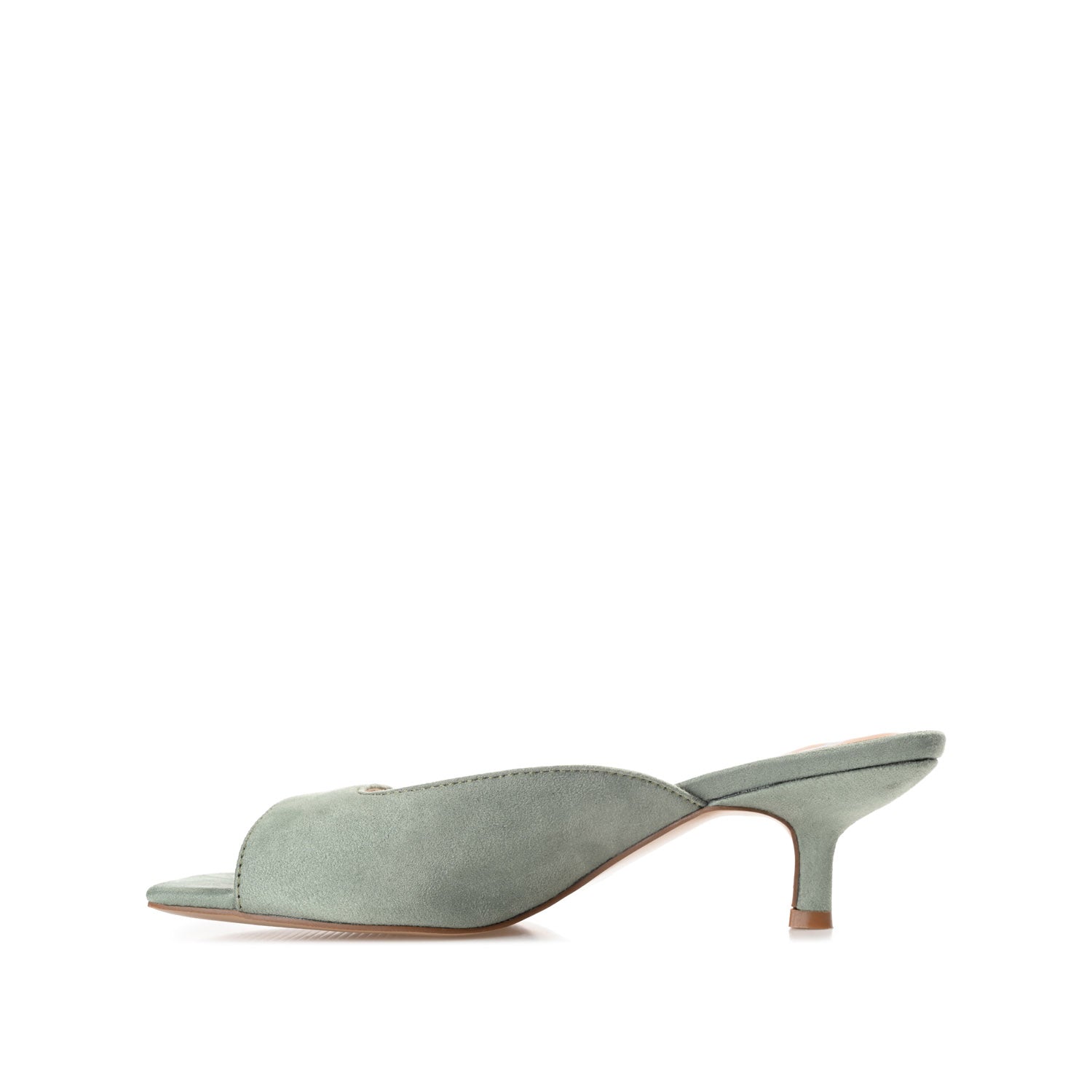 Journee Collection LARNA FAUX SUEDE PEEP TOE KITTEN HEELS IN WIDE Sage