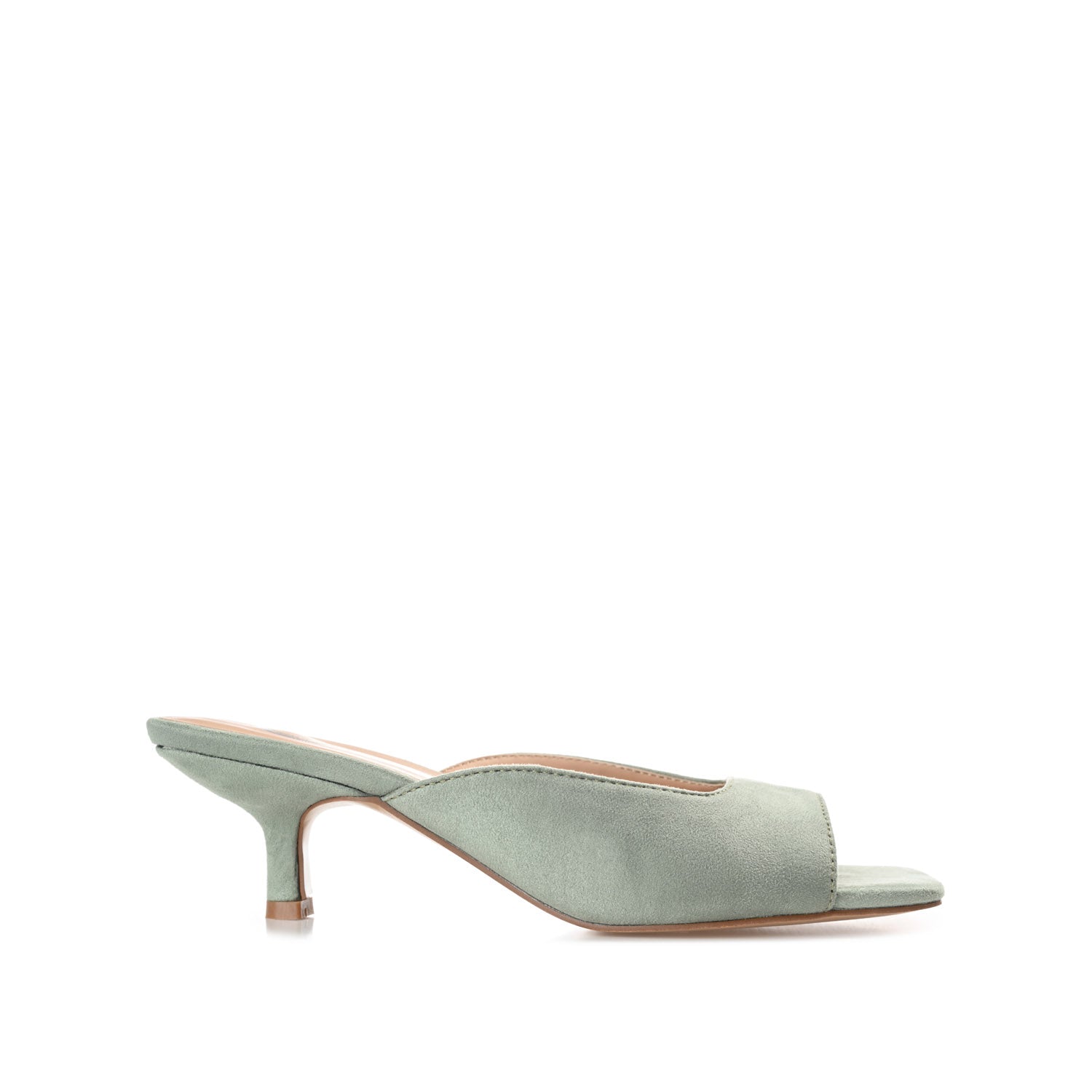 journee collection LARNA FAUX SUEDE PEEP TOE KITTEN HEELS IN WIDE Sage