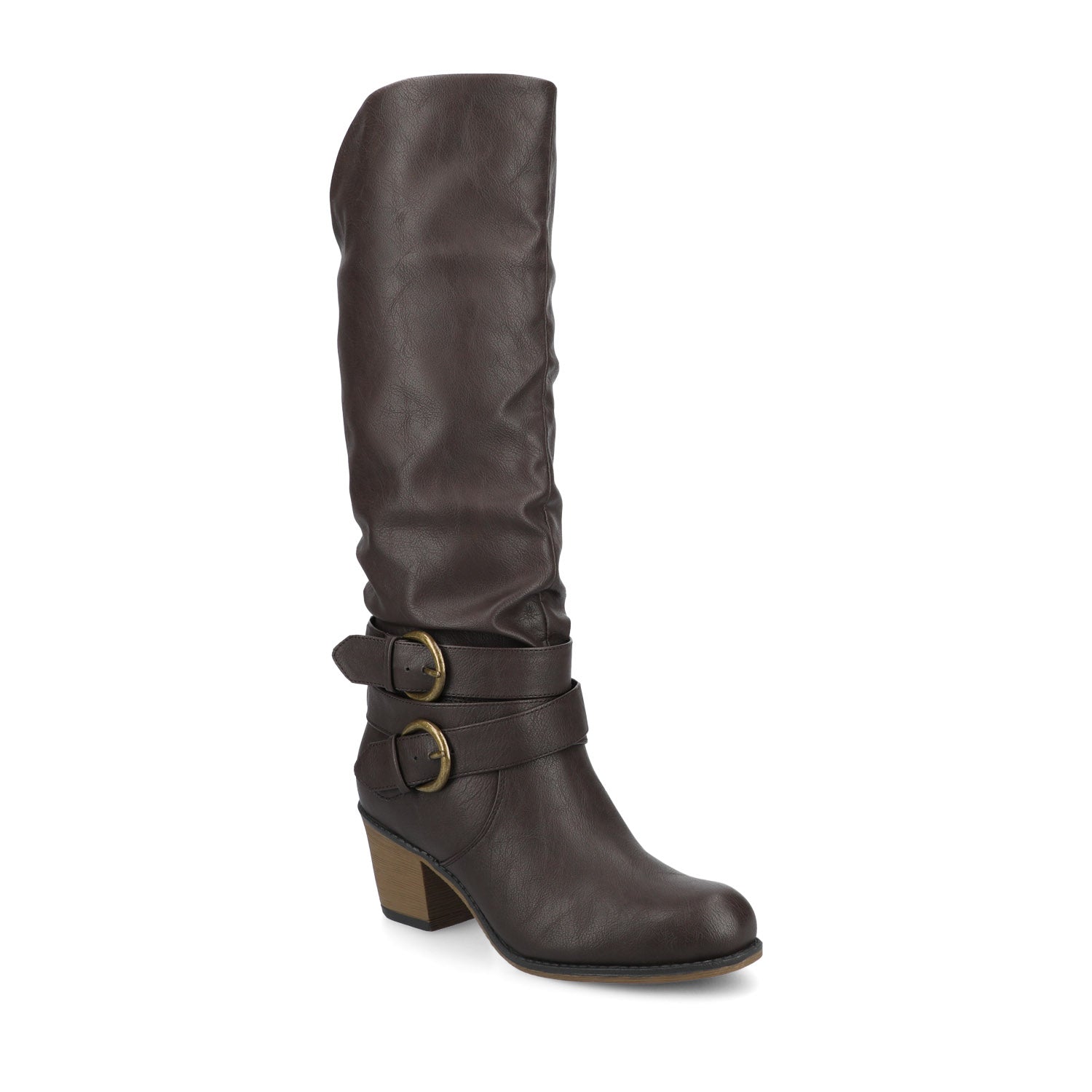 Journee Collection LATE KNEE-HIGH BOOTS IN WIDE WIDTH & CALF Taupe PU