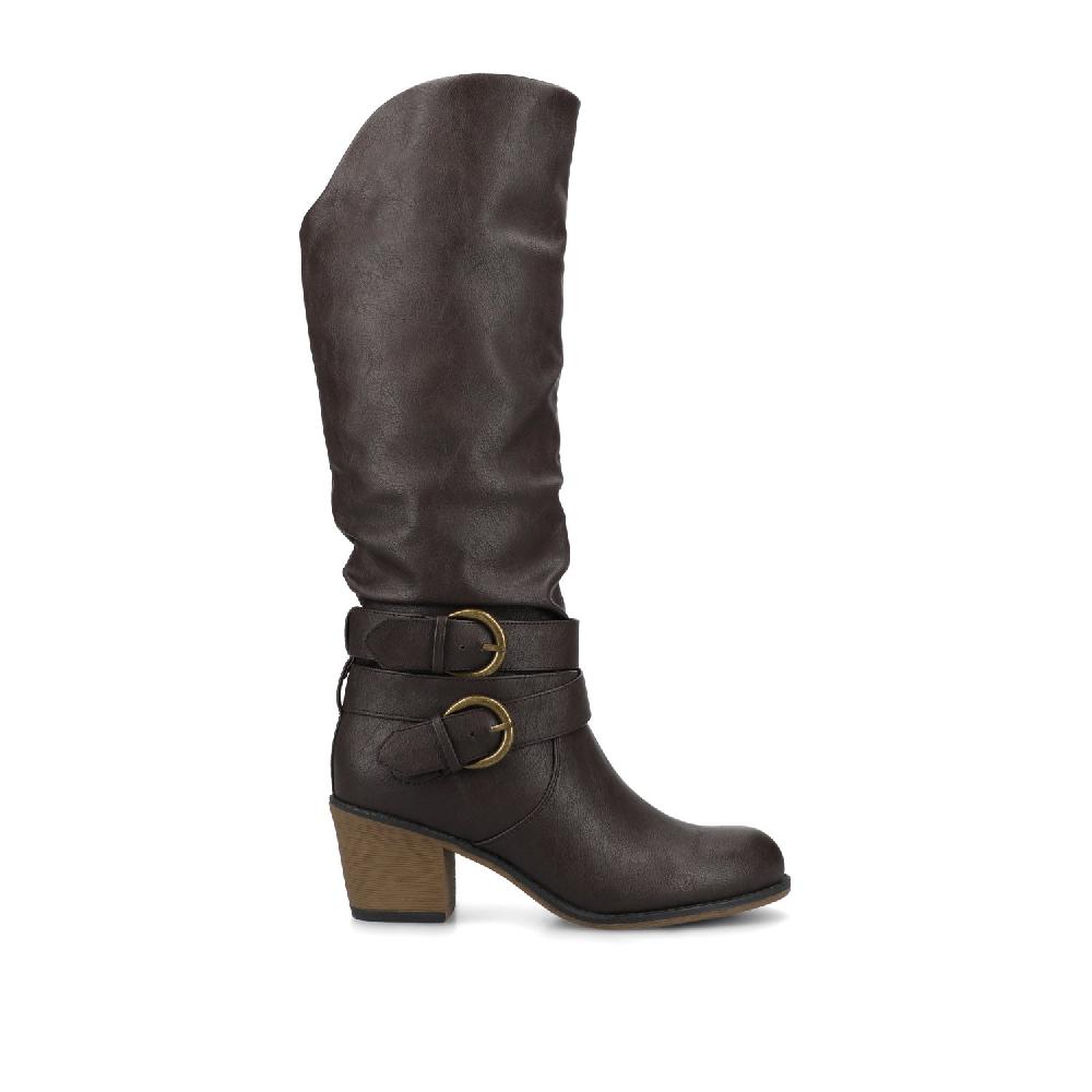 journee collection LATE KNEE-HIGH BOOTS IN WIDE WIDTH & CALF Taupe PU
