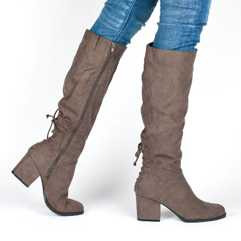 Journee Collection LEEDA KNEE-HIGH BOOTS IN FAUX SUEDE Olive