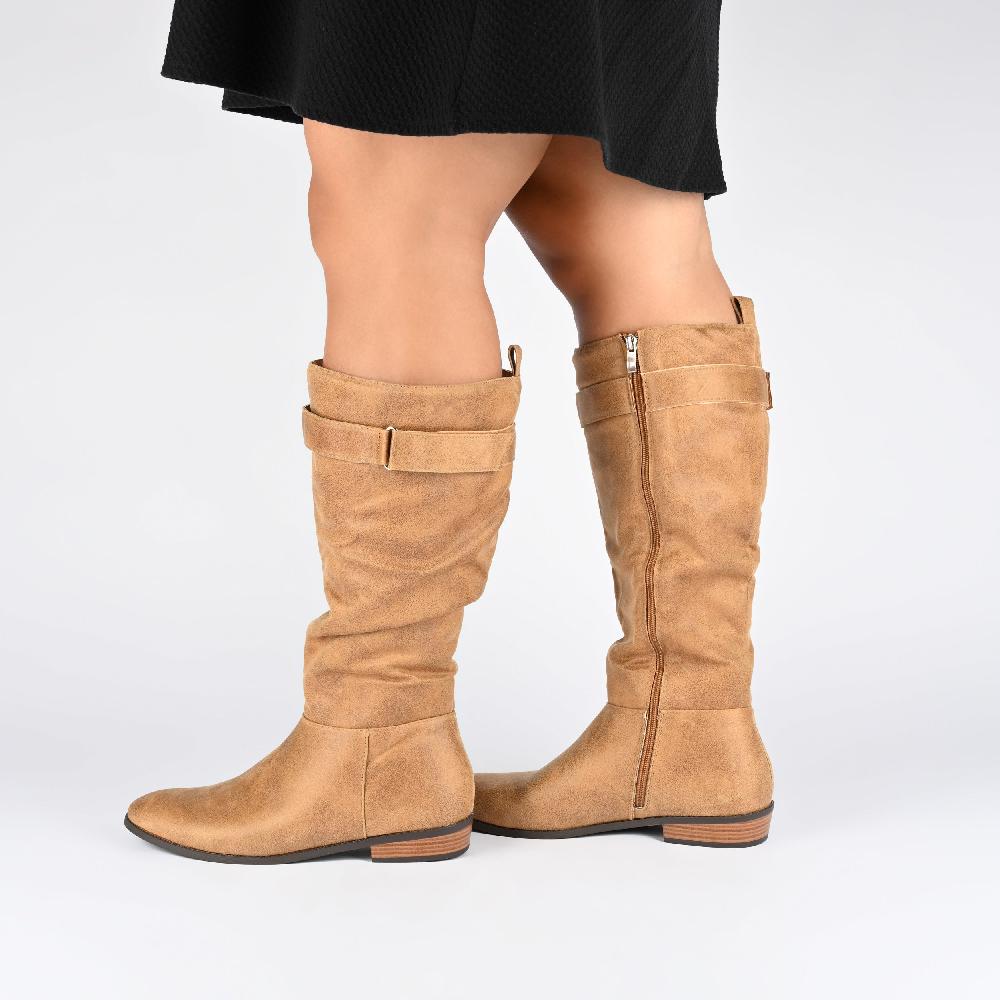 Journee Collection LELANNI KNEE-HIGH BOOTS IN WIDE CALF Tan PU
