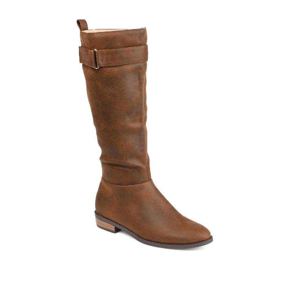 Journee Collection LELANNI KNEE-HIGH BOOTS IN X-WIDE CALF Tan PU