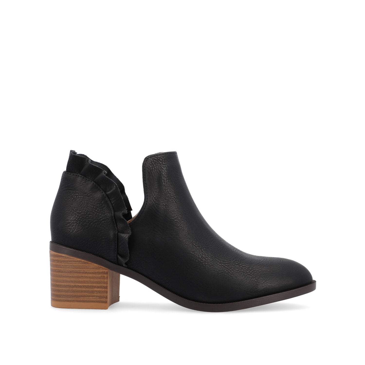 journee collection LENNIE BLOCK HEELED BOOTIES IN FAUX LEATHER Rose