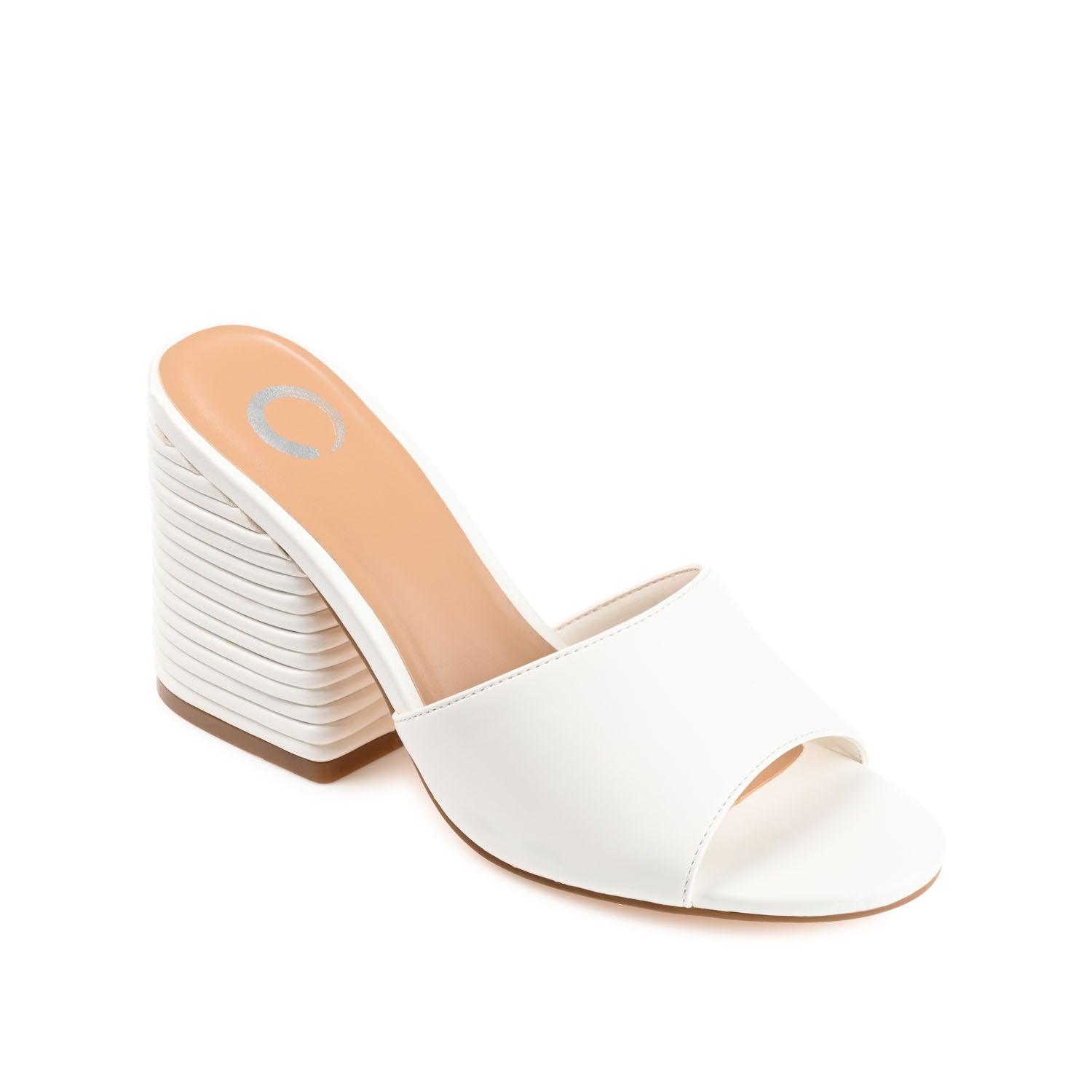 Journee Collection LESLEE MULE HEELS IN FAUX LEATHER White