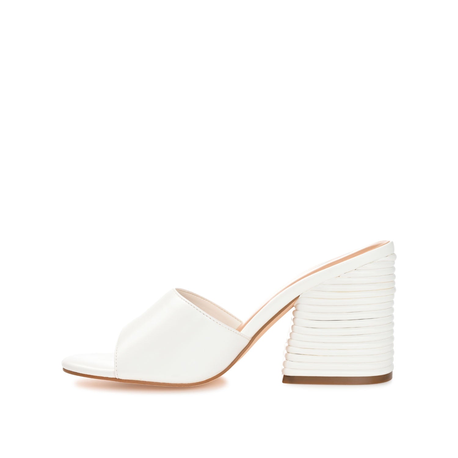 Journee Collection LESLEE MULE HEELS IN FAUX LEATHER White