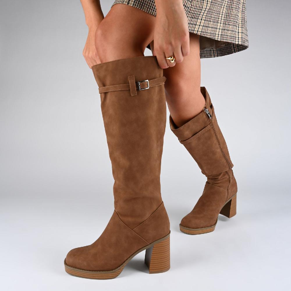 Journee Collection LETICE KNEE HIGH BOOTS IN WIDE CALF Cream