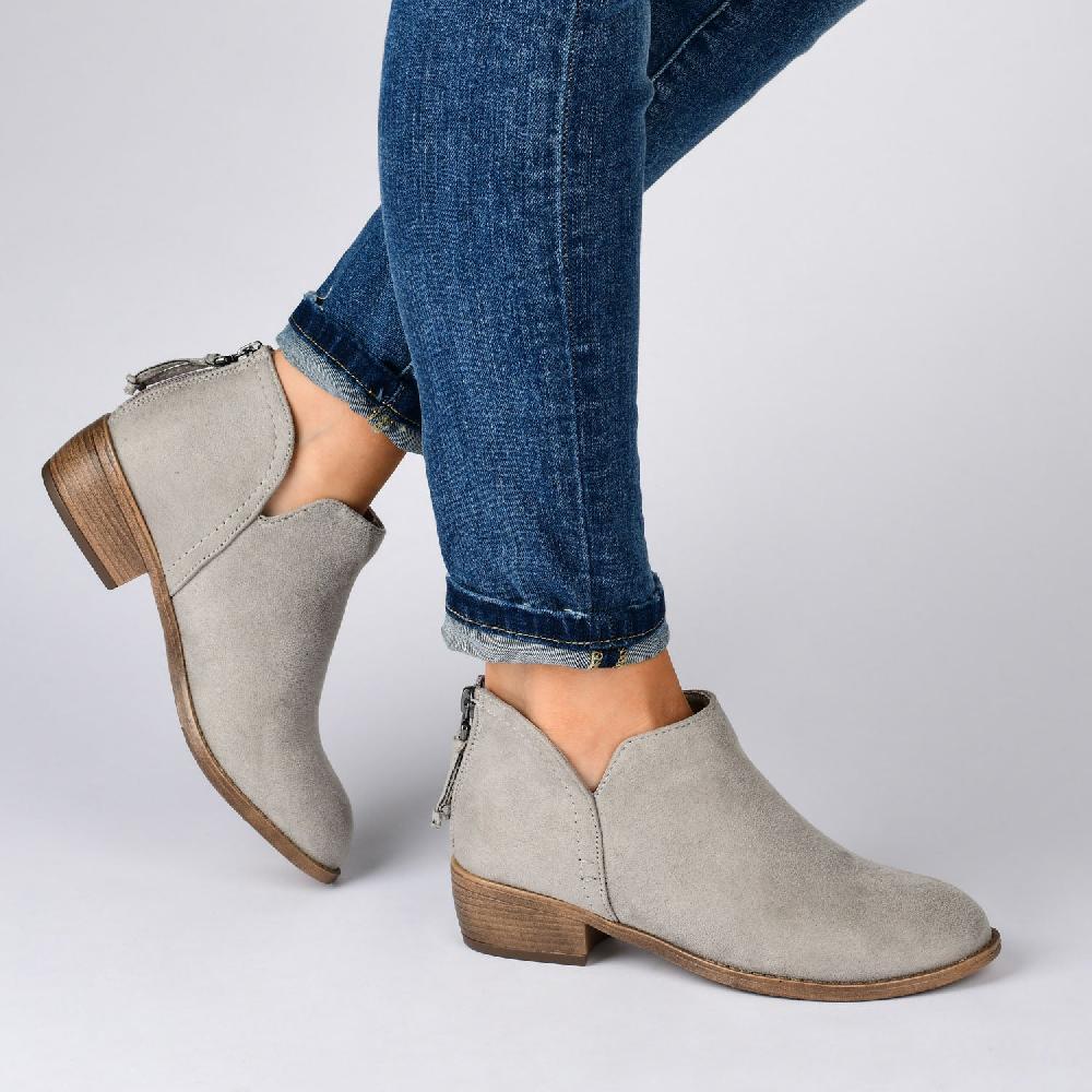 Journee Collection LIVVY FAUX SUEDE ZIP-UP BOOTIES IN WIDE Taupe