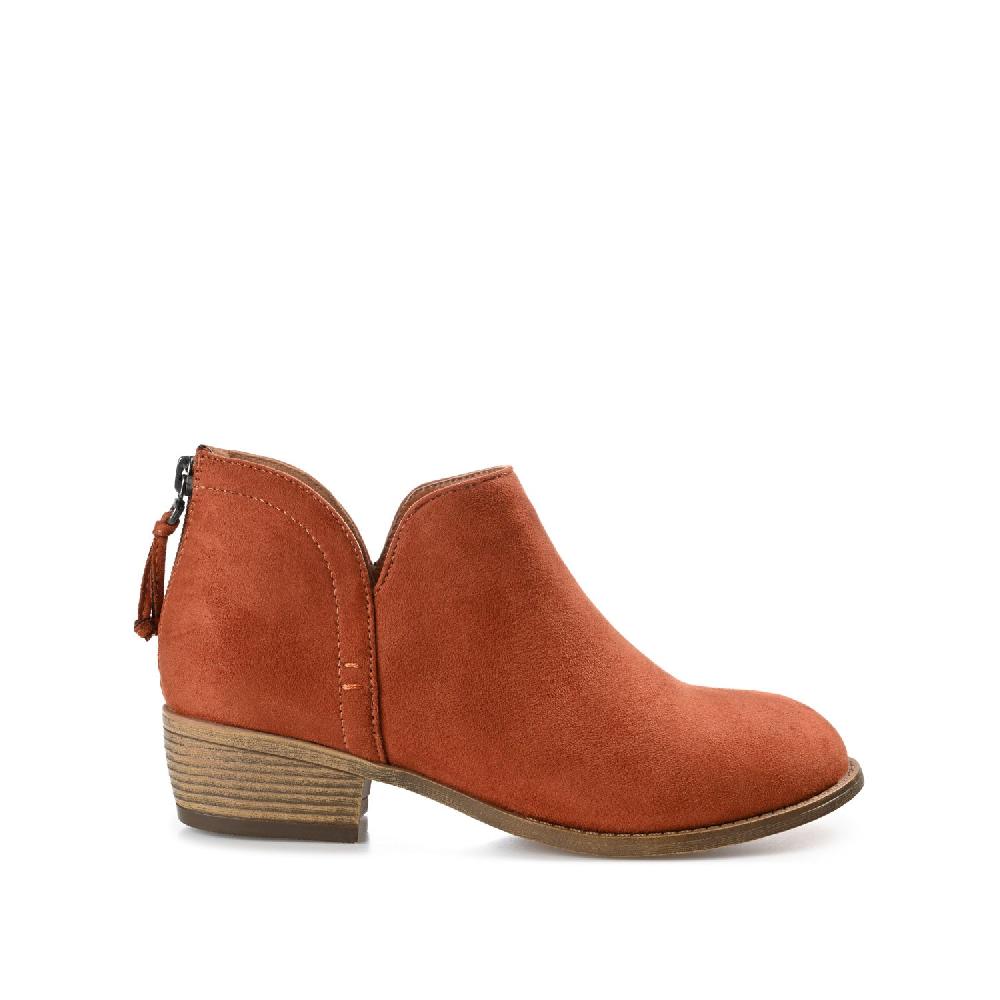journee collection LIVVY FAUX SUEDE ZIP-UP BOOTIES IN WIDE Taupe