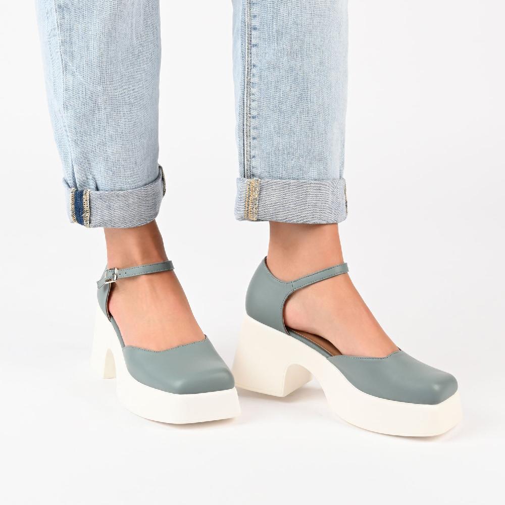 Journee Collection LIZAA PLATFORM D'ORSAY IN FAUX LEATHER Taupe