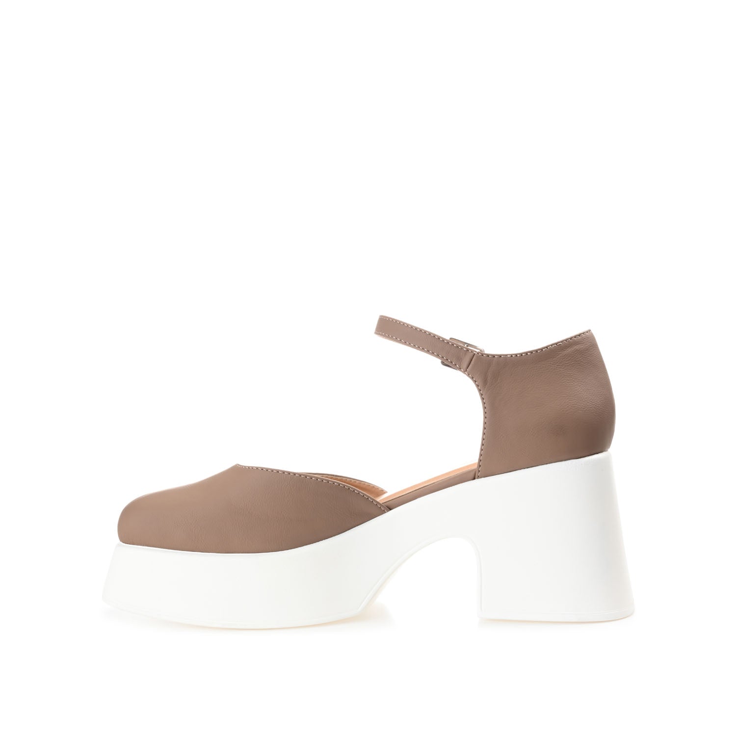 Journee Collection LIZAA PLATFORM D'ORSAY IN FAUX LEATHER Taupe