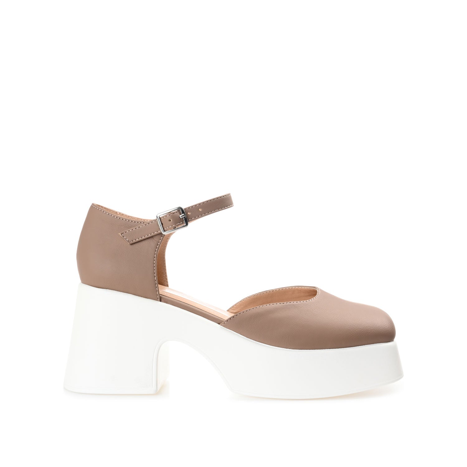journee collection LIZAA PLATFORM D'ORSAY IN FAUX LEATHER Taupe