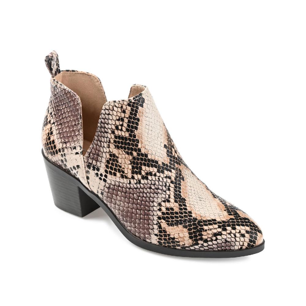 Journee Collection LOLA BLOCK HEELED BOOTIES IN FAUX LEATHER Snake
