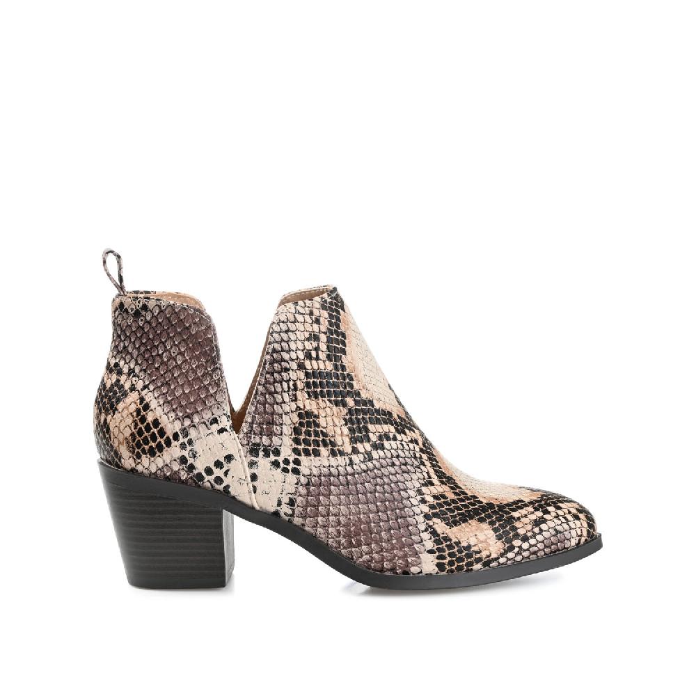 journee collection LOLA BLOCK HEELED BOOTIES IN FAUX LEATHER Snake