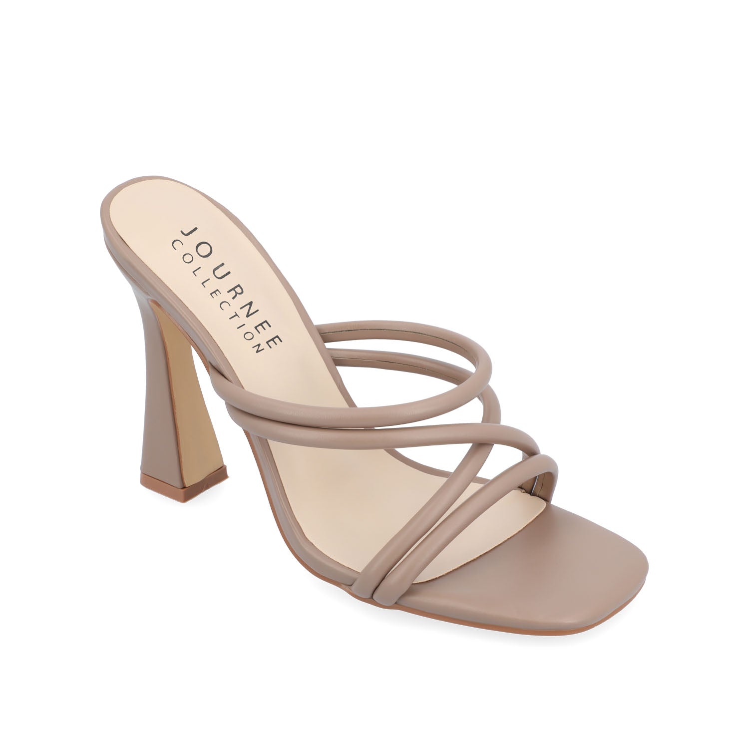 Journee Collection LOUISSE MULTI STRAP HEELS IN FAUX LEATHER Taupe