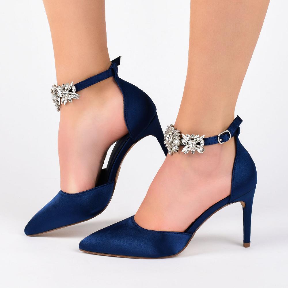 Journee Collection LOXLEY D'ORSAY STILETTO HEELS IN SATIN Black