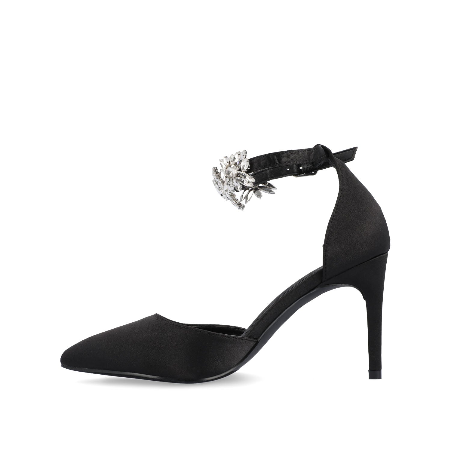 Journee Collection LOXLEY D'ORSAY STILETTO HEELS IN SATIN Black