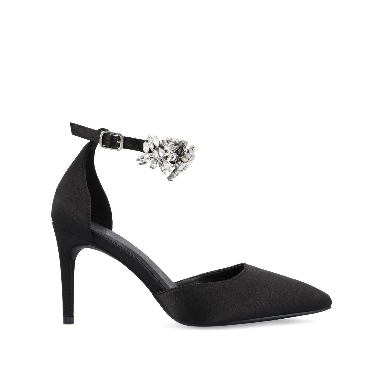 journee collection LOXLEY D'ORSAY STILETTO HEELS IN SATIN Black