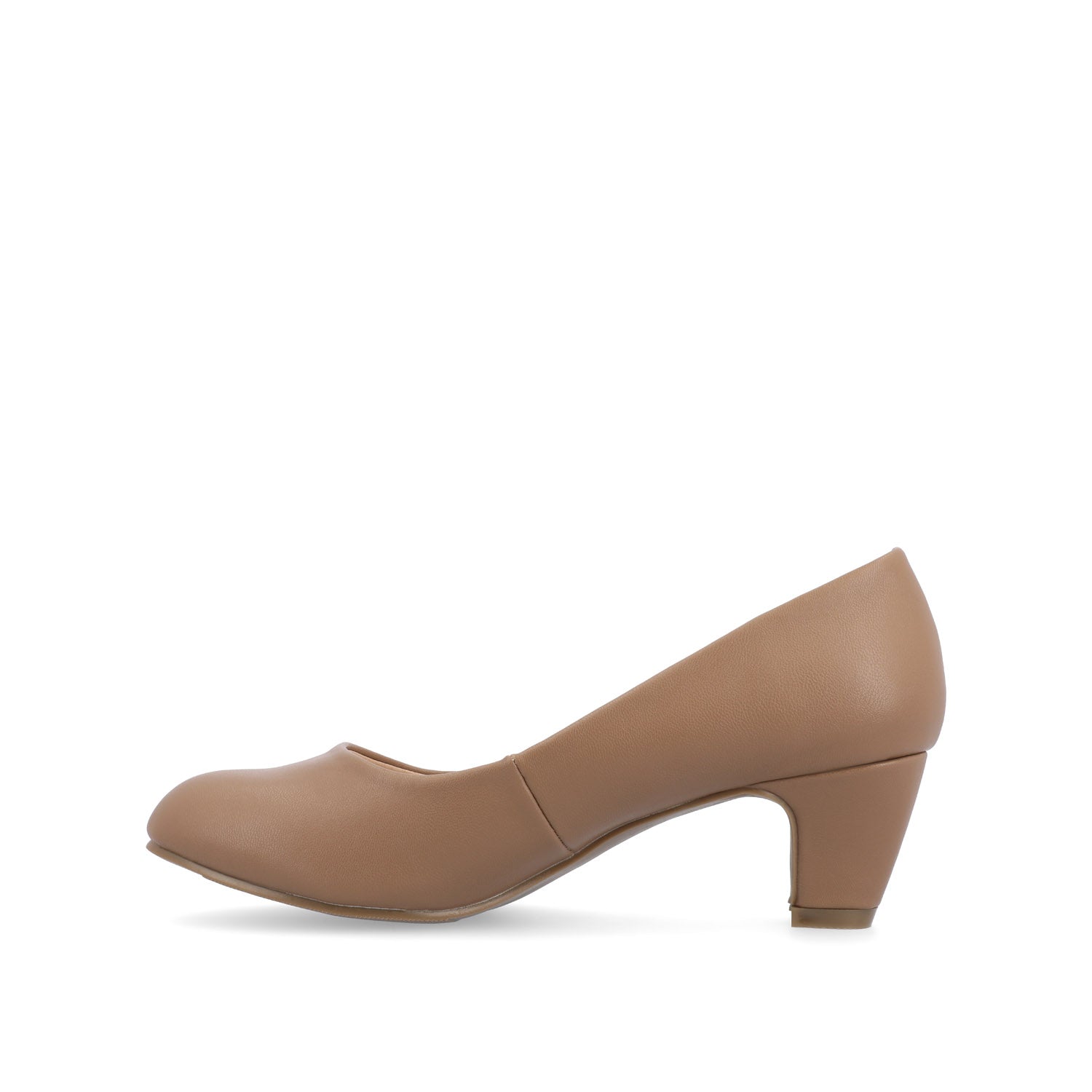 Journee Collection LUU FAUX LEATHER LOW PUMP HEELS IN WIDE Chestnut