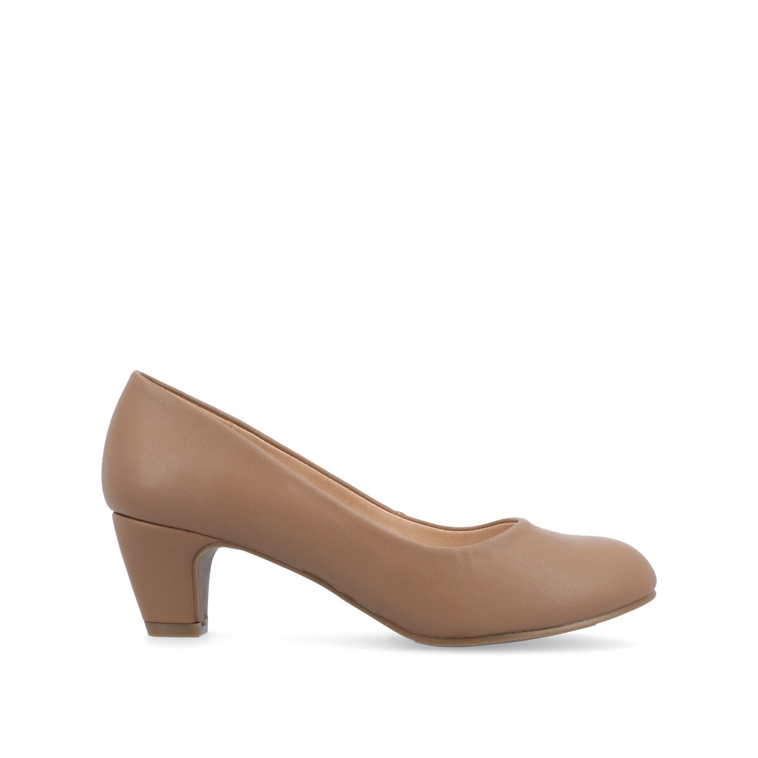journee collection LUU FAUX LEATHER LOW PUMP HEELS IN WIDE Chestnut