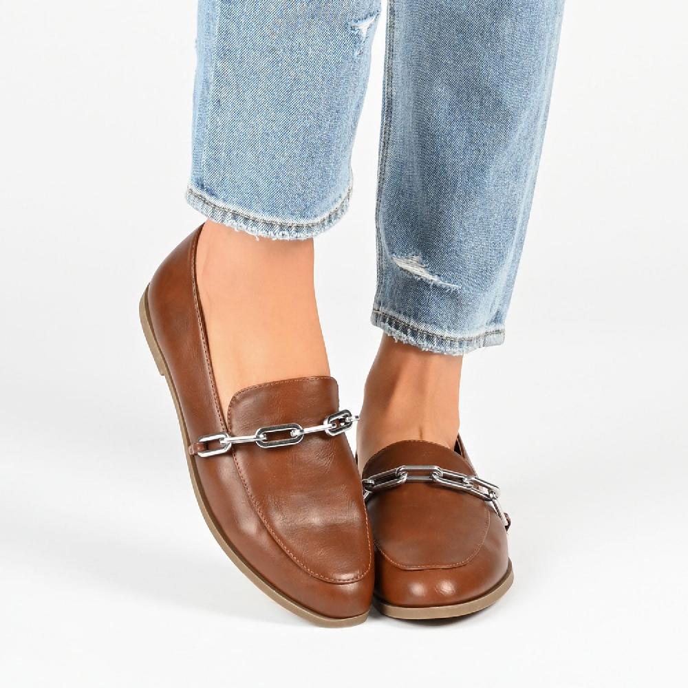 Journee Collection MADISON APRON TOE LOAFER IN FAUX LEATHER Tan