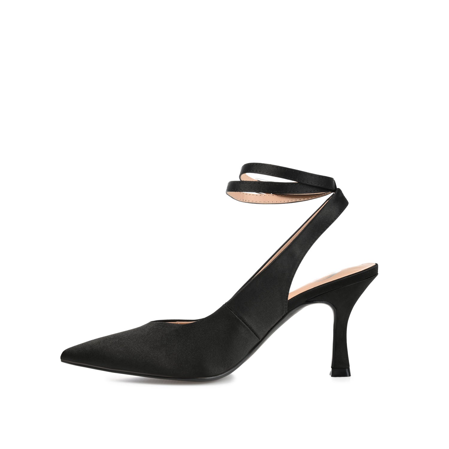 Journee Collection MARCELLA STILETTO PUMP HEELS IN SATIN Black