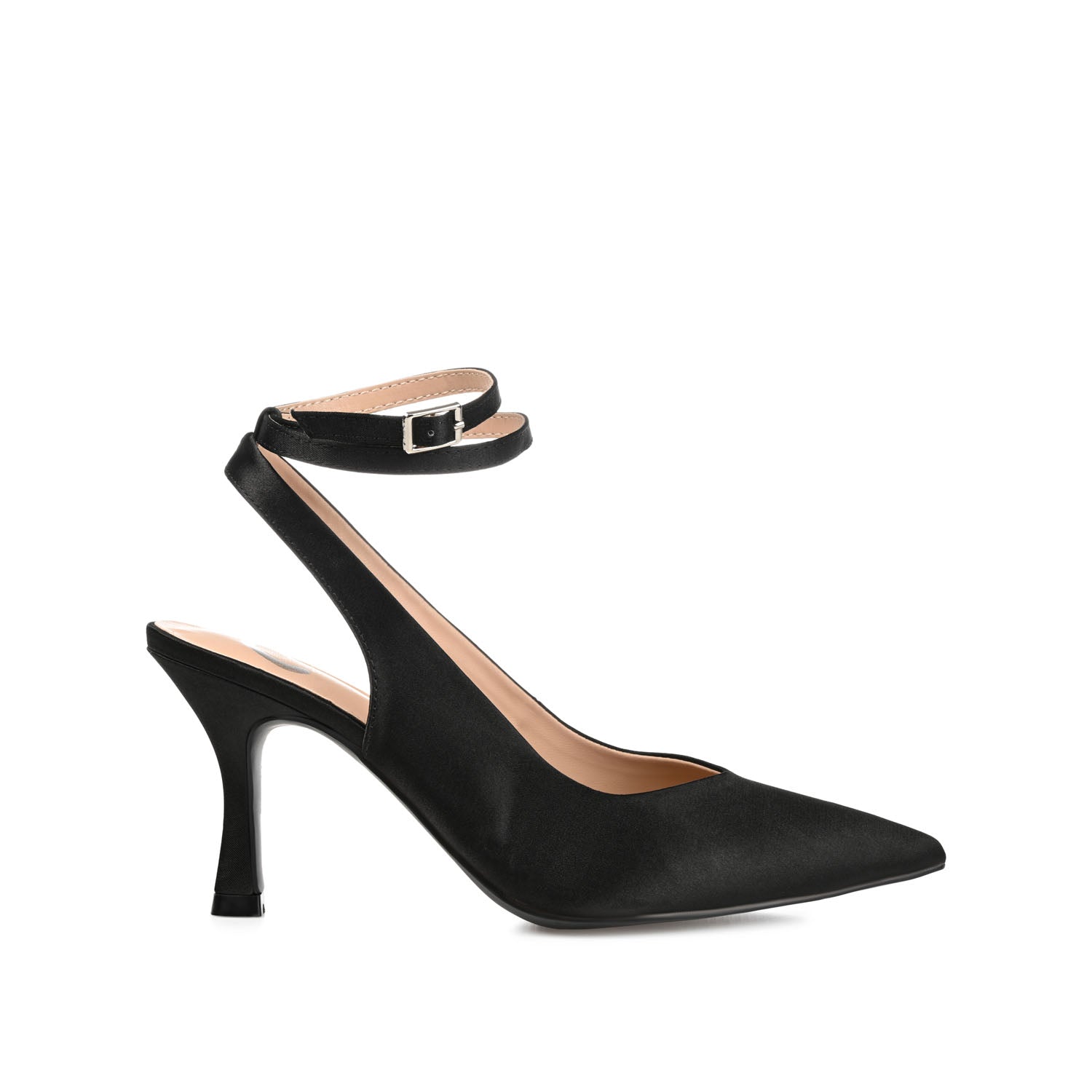 journee collection MARCELLA STILETTO PUMP HEELS IN SATIN Black