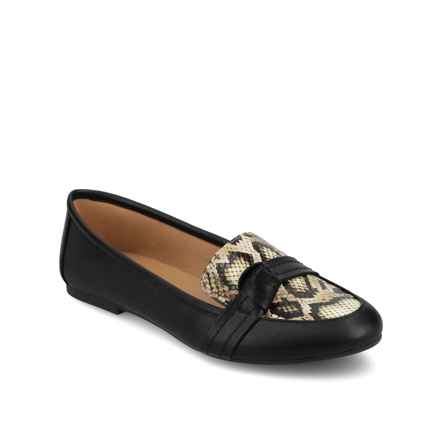 Journee Collection MARCI FAUX LEATHER LOAFER FLATS IN WIDE Black PU